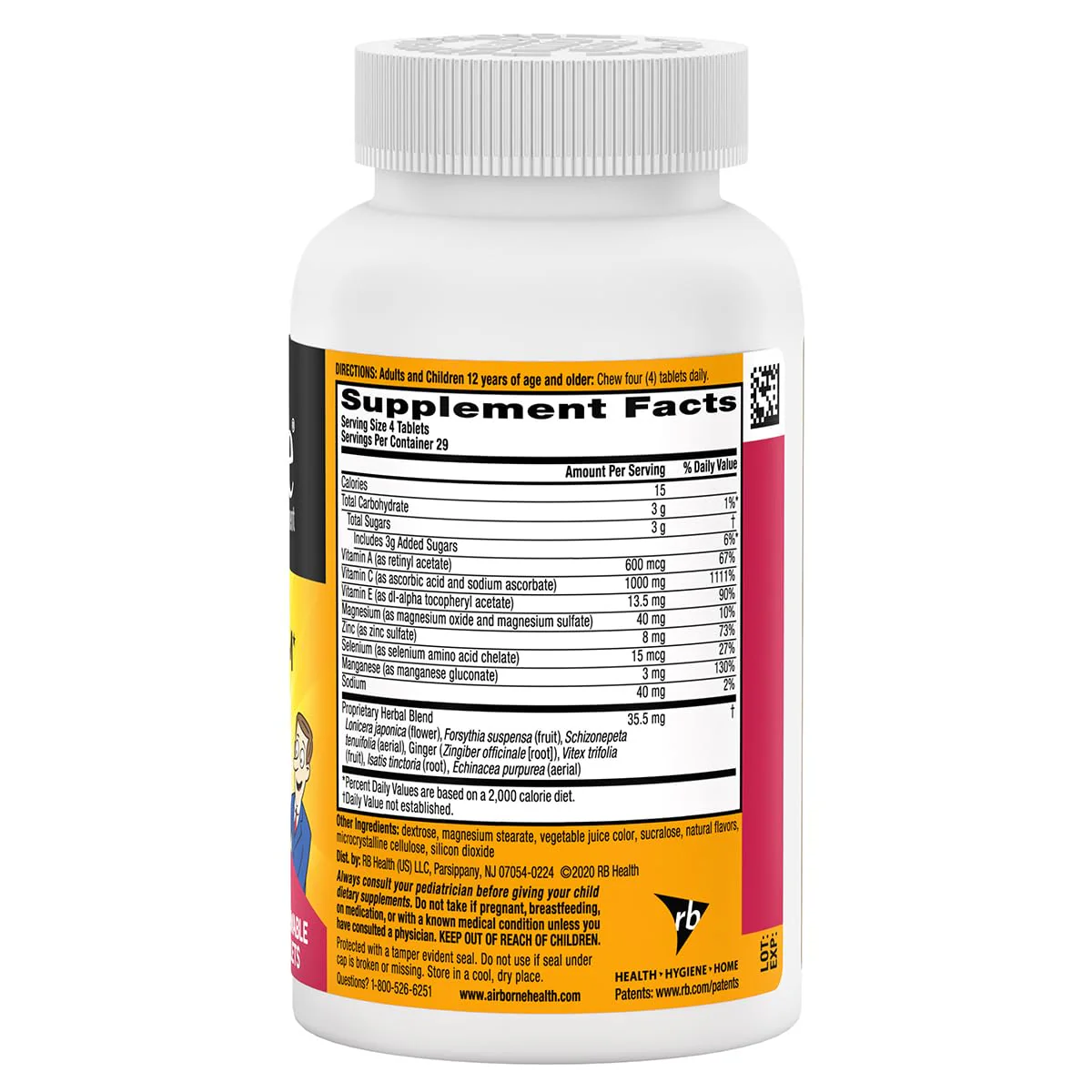 Airborne 1000mg Vitamin C + Zinc Immune Support Chewables – Very Berry, 116 Tablets (2 Pack) - Image 14