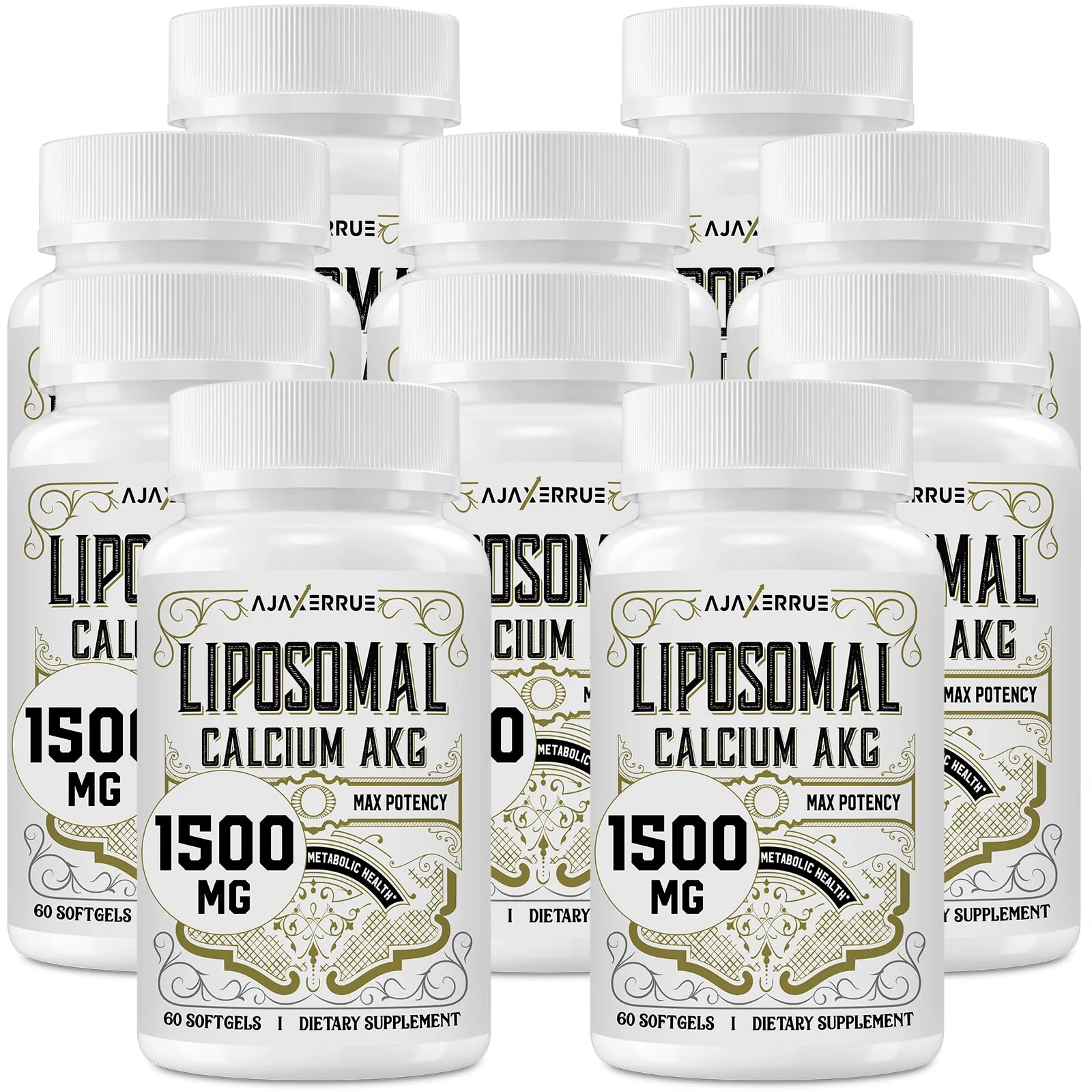 AJAXERRUE Liposomal Calcium AKG 1500 MG – Energy, Longevity & Metabolic Support | 600 Softgels - Image 6