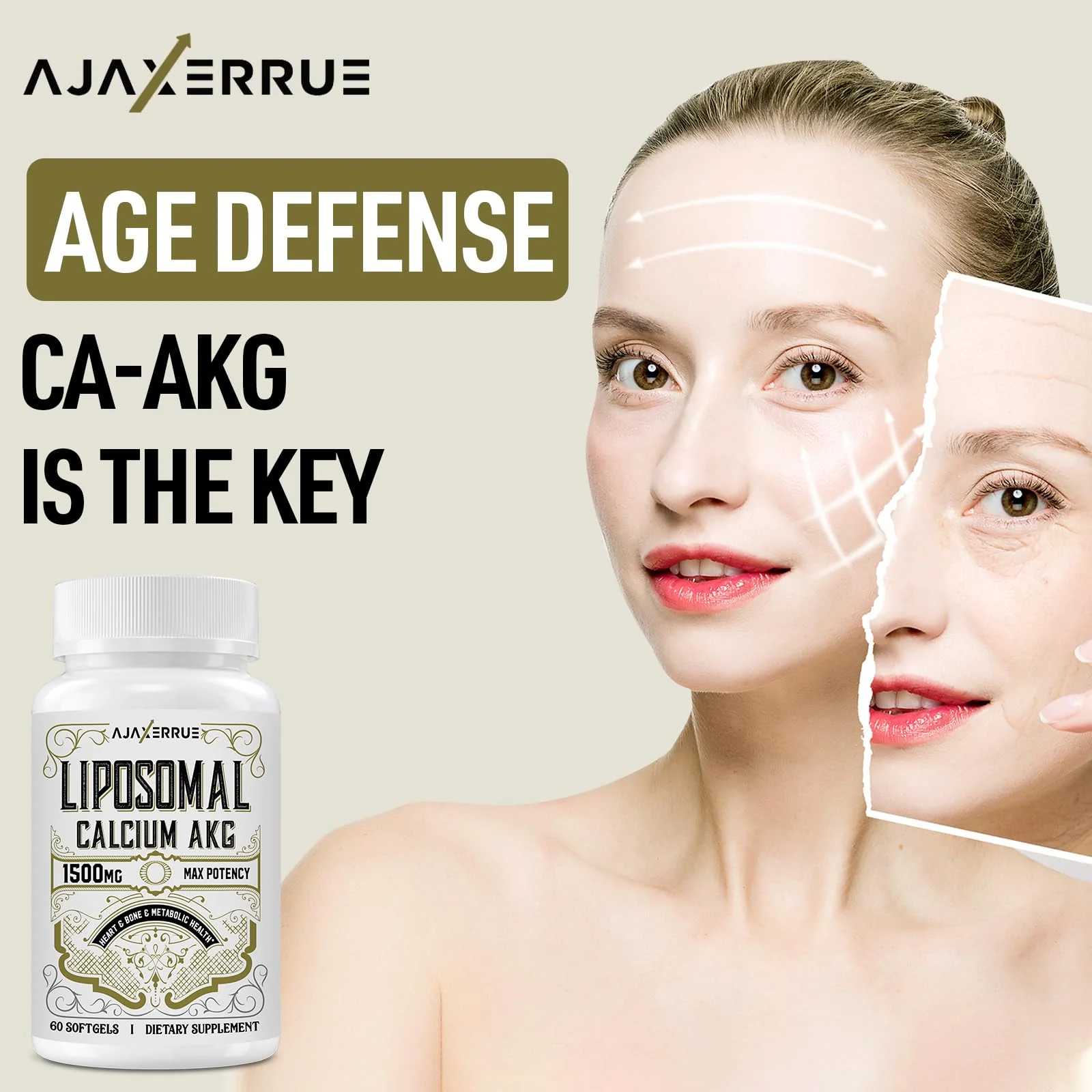 AJAXERRUE Liposomal Calcium AKG 1500 mg – Enhanced Absorption for Longevity & Metabolic Support | 60 Softgels - Image 7