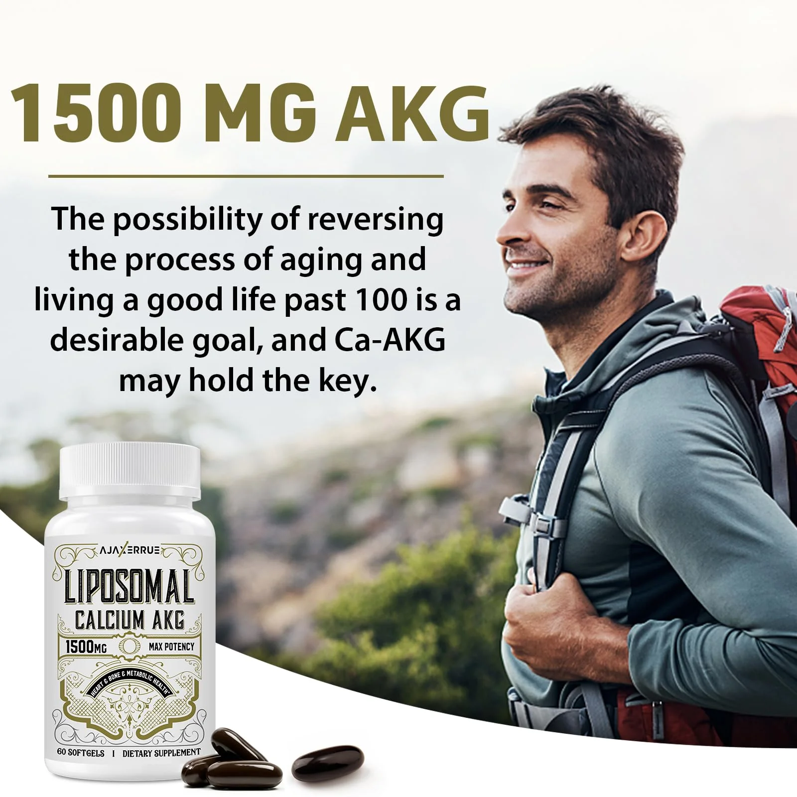 AJAXERRUE Liposomal Calcium AKG 1500 MG – Enhanced Absorption, Longevity & Energy Support, 240 Softgels - Image 16