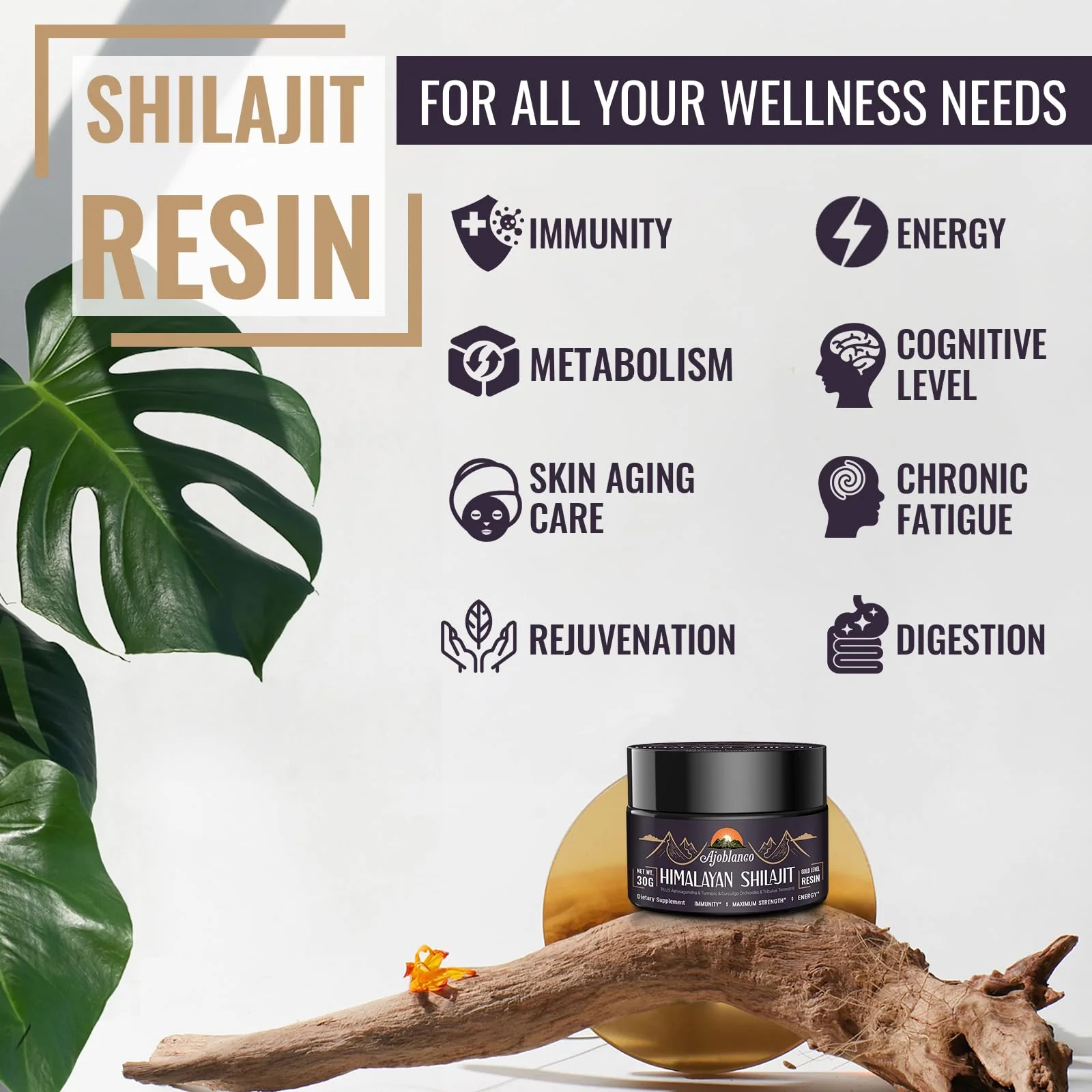Ajoblanco 600mg Himalayan Shilajit Resin – Organic Ayurvedic Blend, Pack of 2 for Energy & Immunity - Image 3
