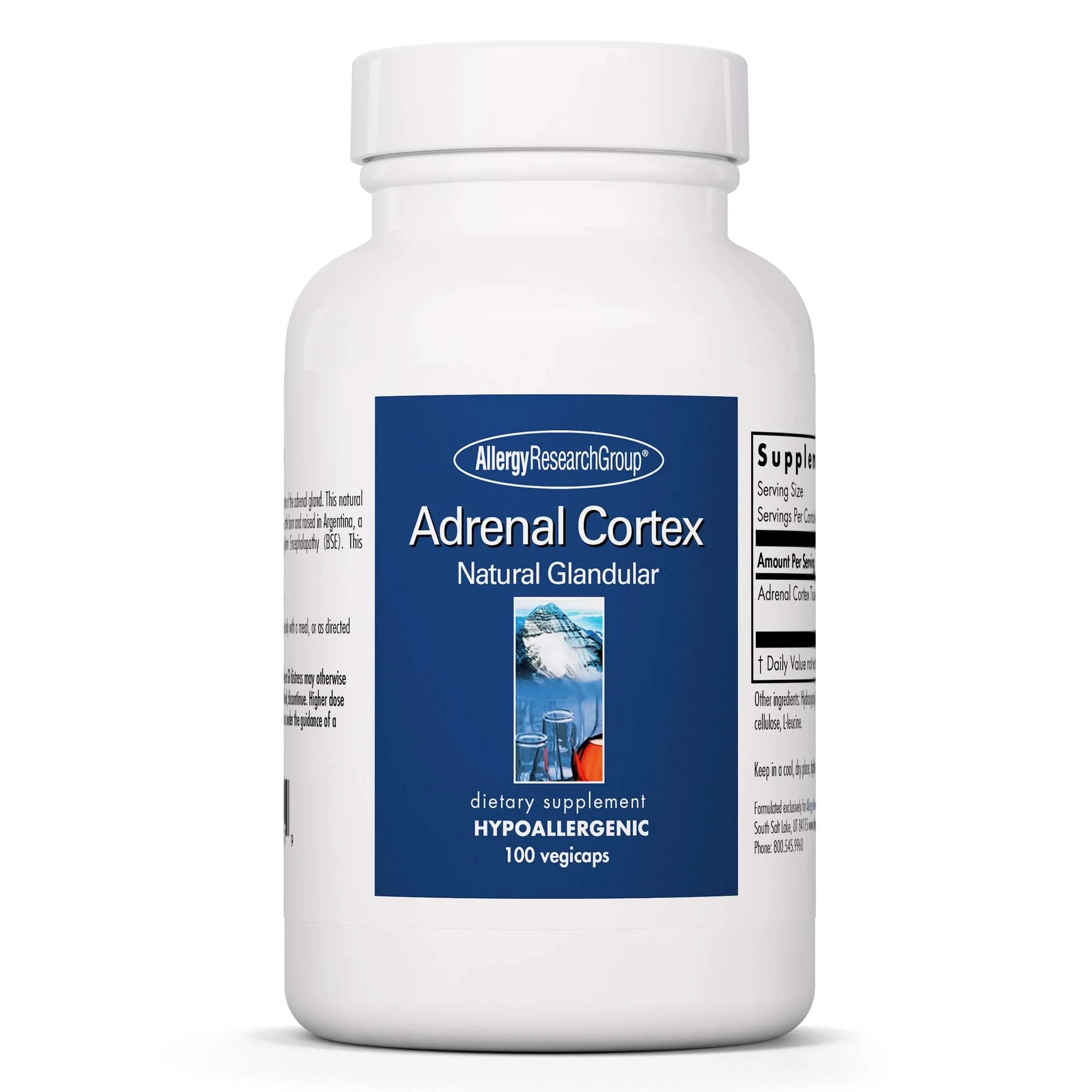 Allergy Research Group Adrenal Cortex Support - Adrenal Glandular Supplement, Immune Function, 100mg Adrenal Extract, Bovine - 100 Count