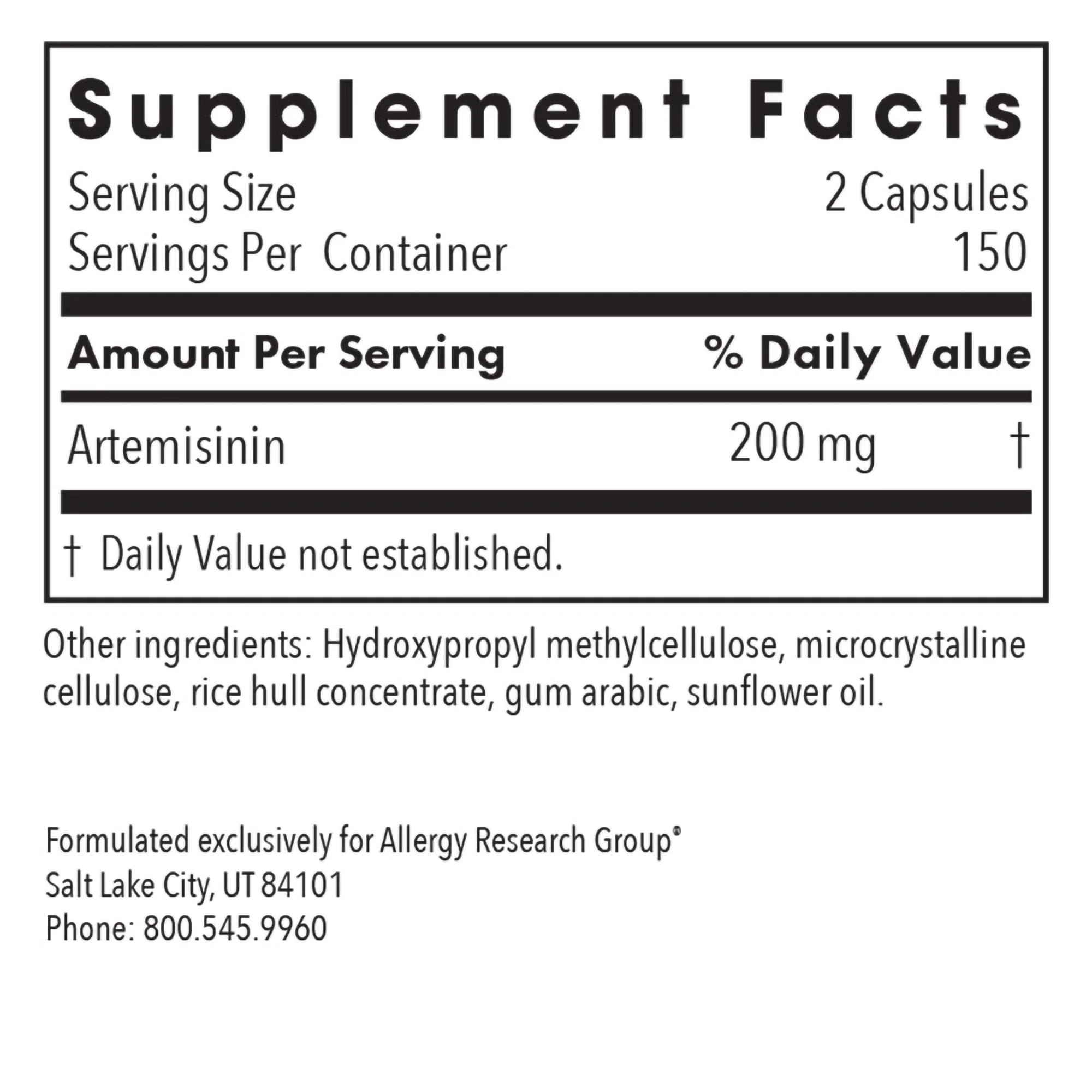 Allergy Research Group Artemisinin Supplement – GI Tract Support, 300 Count - Image 3