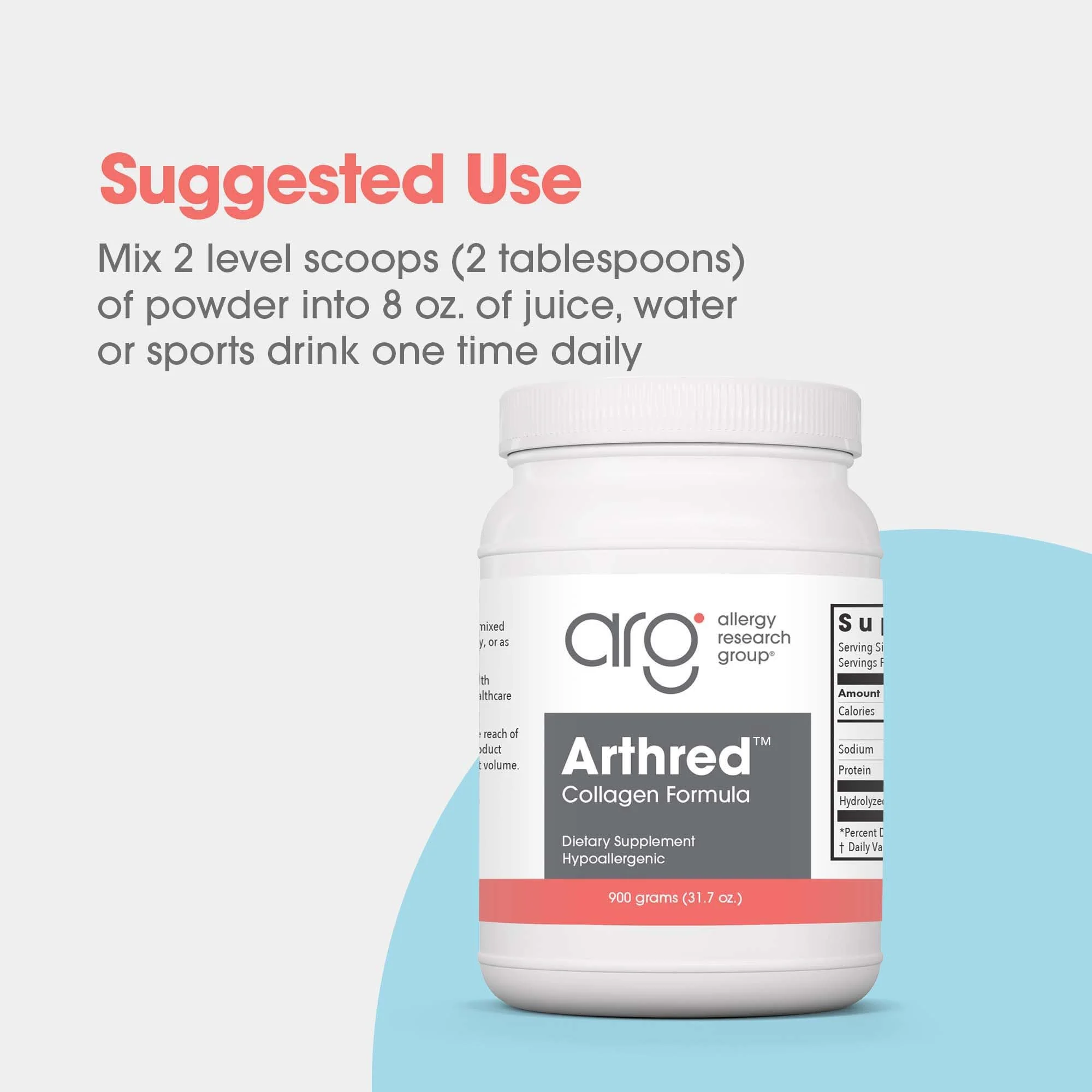 Allergy Research Group Collagen Powder for Men & Women - Hydrolyzed Arthred Collagen Formula 31.7 Oz - Image 6