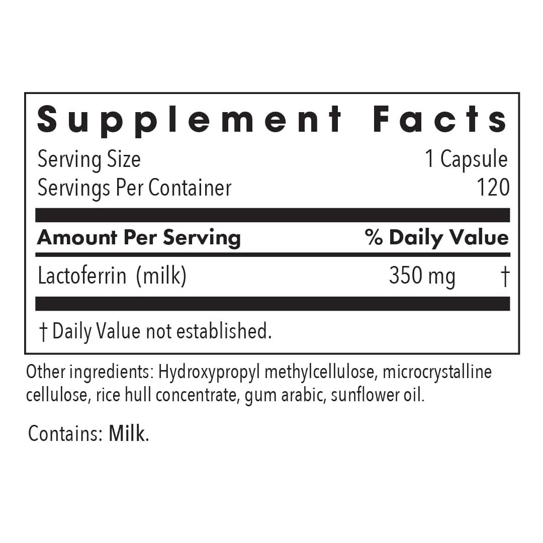 Allergy Research Group Lactoferrin Supplement 350mg - Bovine Colostrum, Immune Support, Iron Transport | Vegicaps 120 Count - Image 2