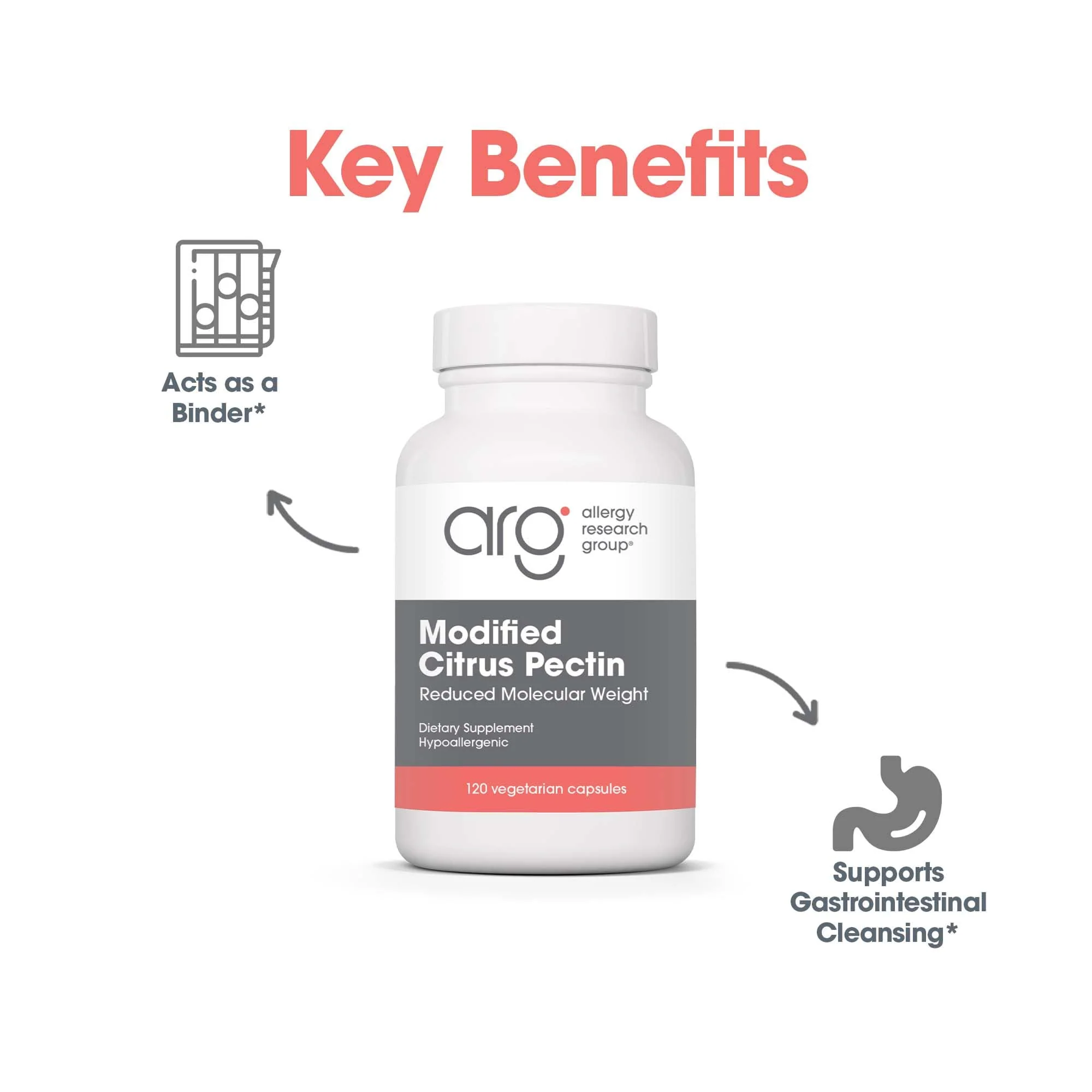 Allergy Research Group Modified Citrus Pectin - 120 Vegetarian Capsules | Natural Detox & Digestive Support - Image 4