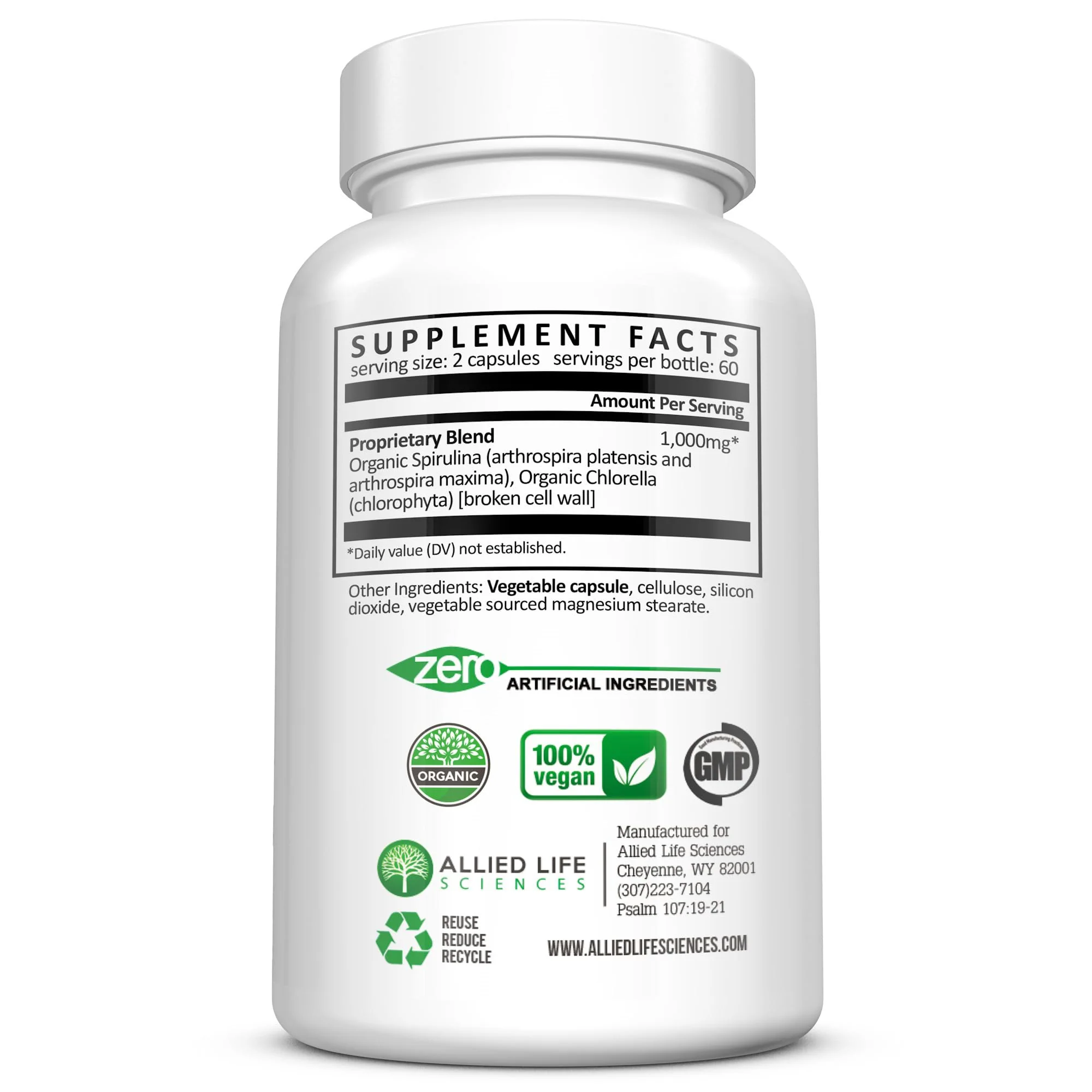Allied Life Spirulina & Chlorella | Organic Green Superfood Capsules | 3 Bottle Pack - Image 5