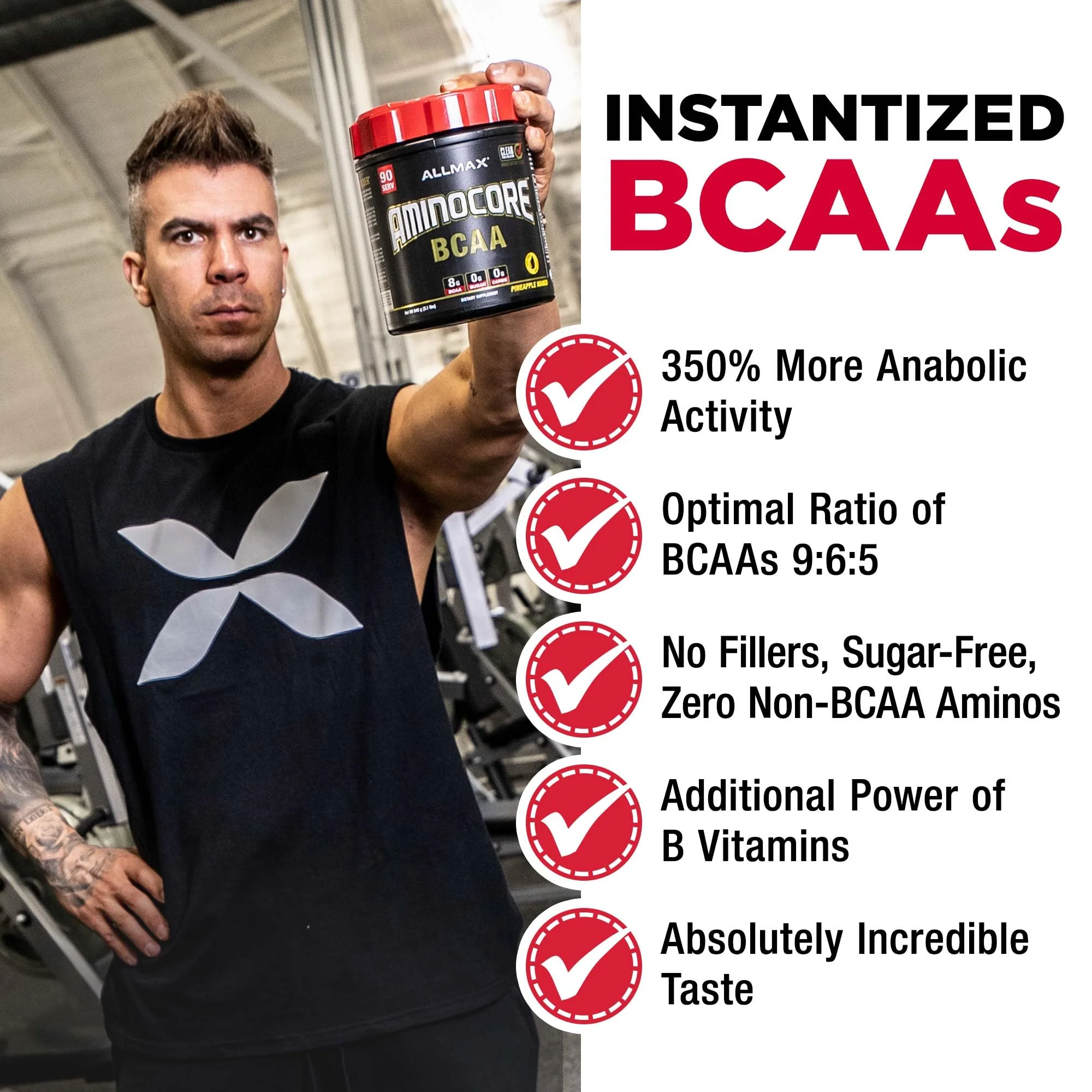 ALLMAX AminoCORE BCAA Blue Raspberry Powder – 945 g, 90 Servings, 8.18 g BCAAs per Serving, Sugar Free, Instantized + B Vitamins - Image 12
