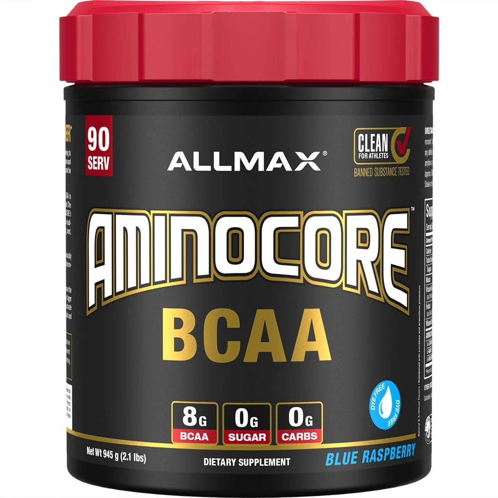 ALLMAX AminoCORE BCAA Blue Raspberry Powder – 945 g, 90 Servings, 8.18 g BCAAs per Serving, Sugar Free, Instantized + B Vitamins - Image 2