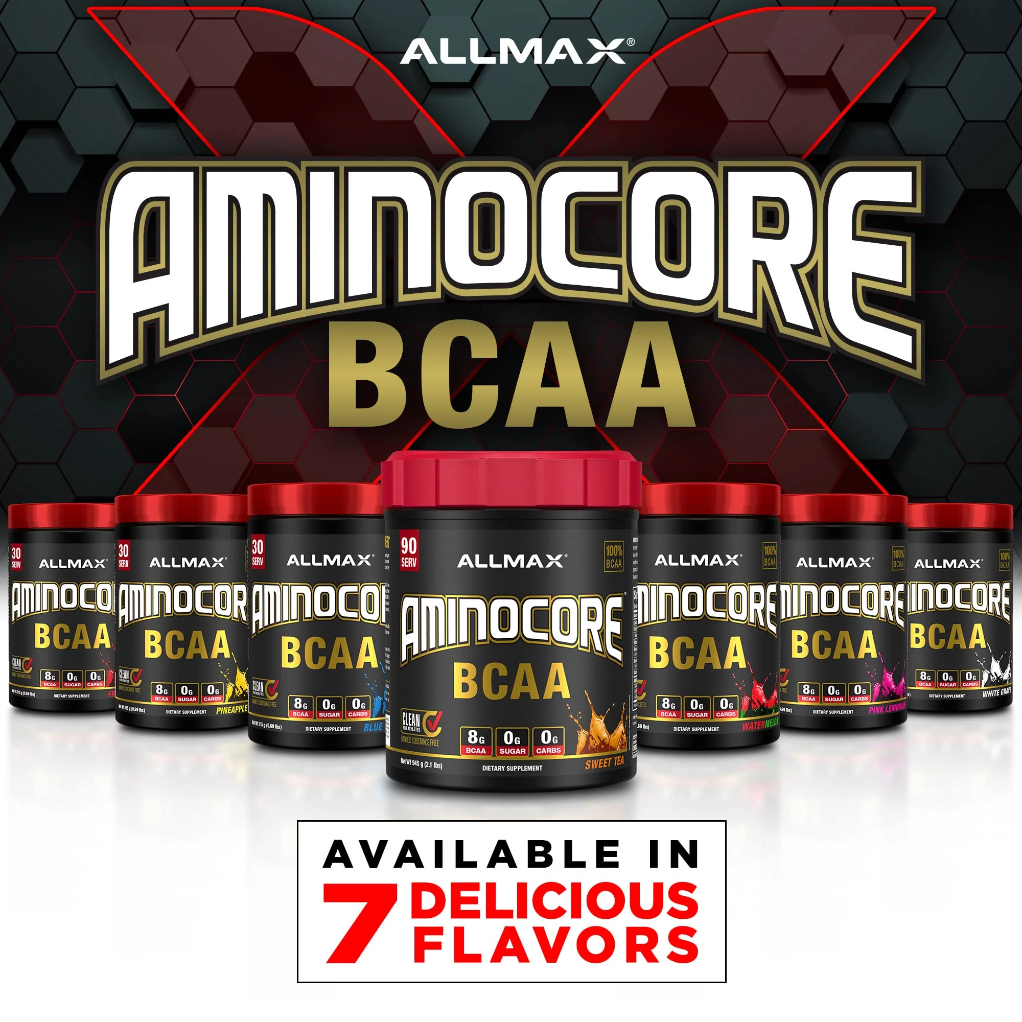ALLMAX AminoCORE BCAA Blue Raspberry Powder – 945 g, 90 Servings, 8.18 g BCAAs per Serving, Sugar Free, Instantized + B Vitamins - Image 5