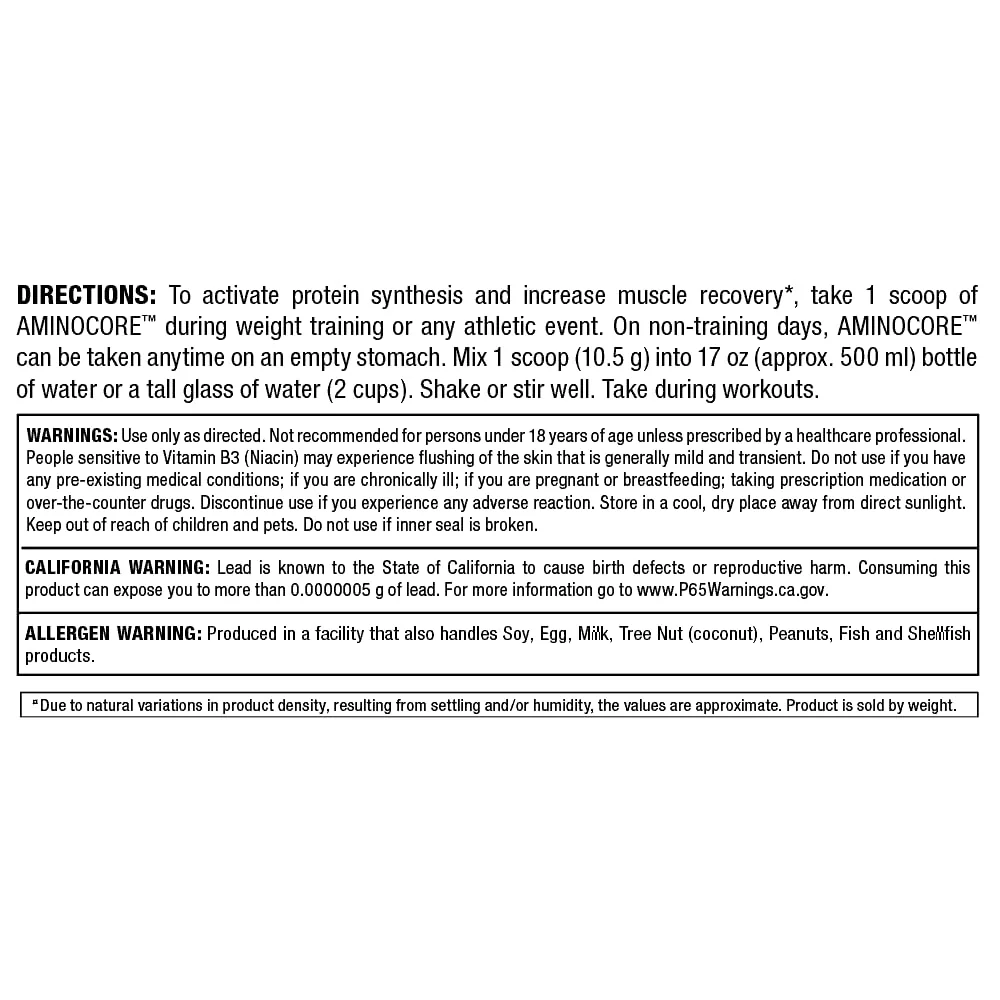 ALLMAX AminoCORE BCAA Blue Raspberry Powder – 945 g, 90 Servings, 8.18 g BCAAs per Serving, Sugar Free, Instantized + B Vitamins - Image 6