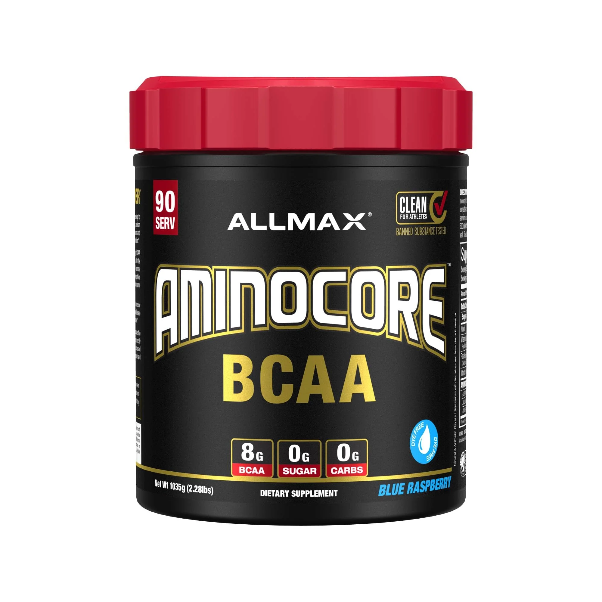 ALLMAX AminoCORE BCAA Blue Raspberry Powder – 945 g, 90 Servings, 8.18 g BCAAs per Serving, Sugar Free, Instantized + B Vitamins - Image 9