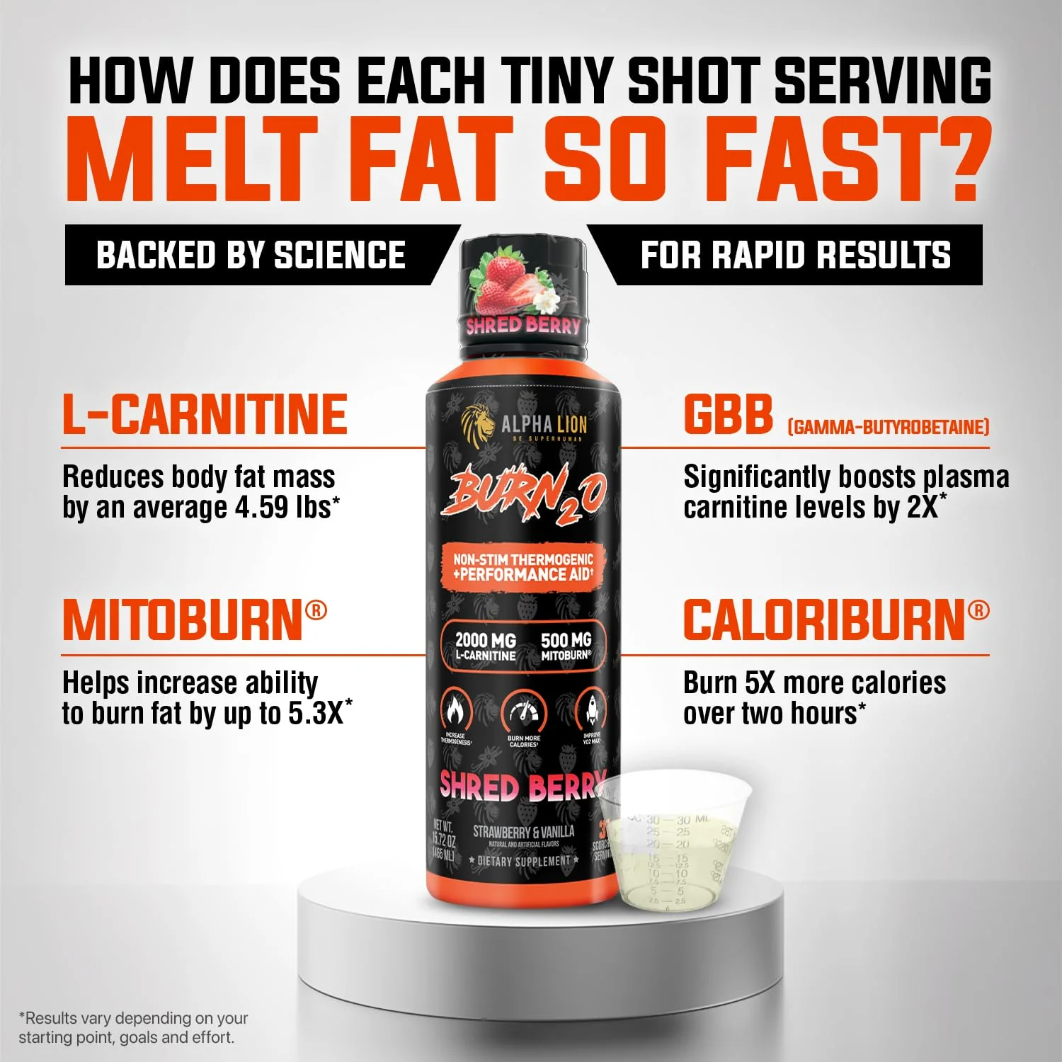 ALPHA LION Burn2O Liquid L-Carnitine 2000mg – Premium Fat Burner & Pre-Workout for Men & Women | ShredBerry - Image 4