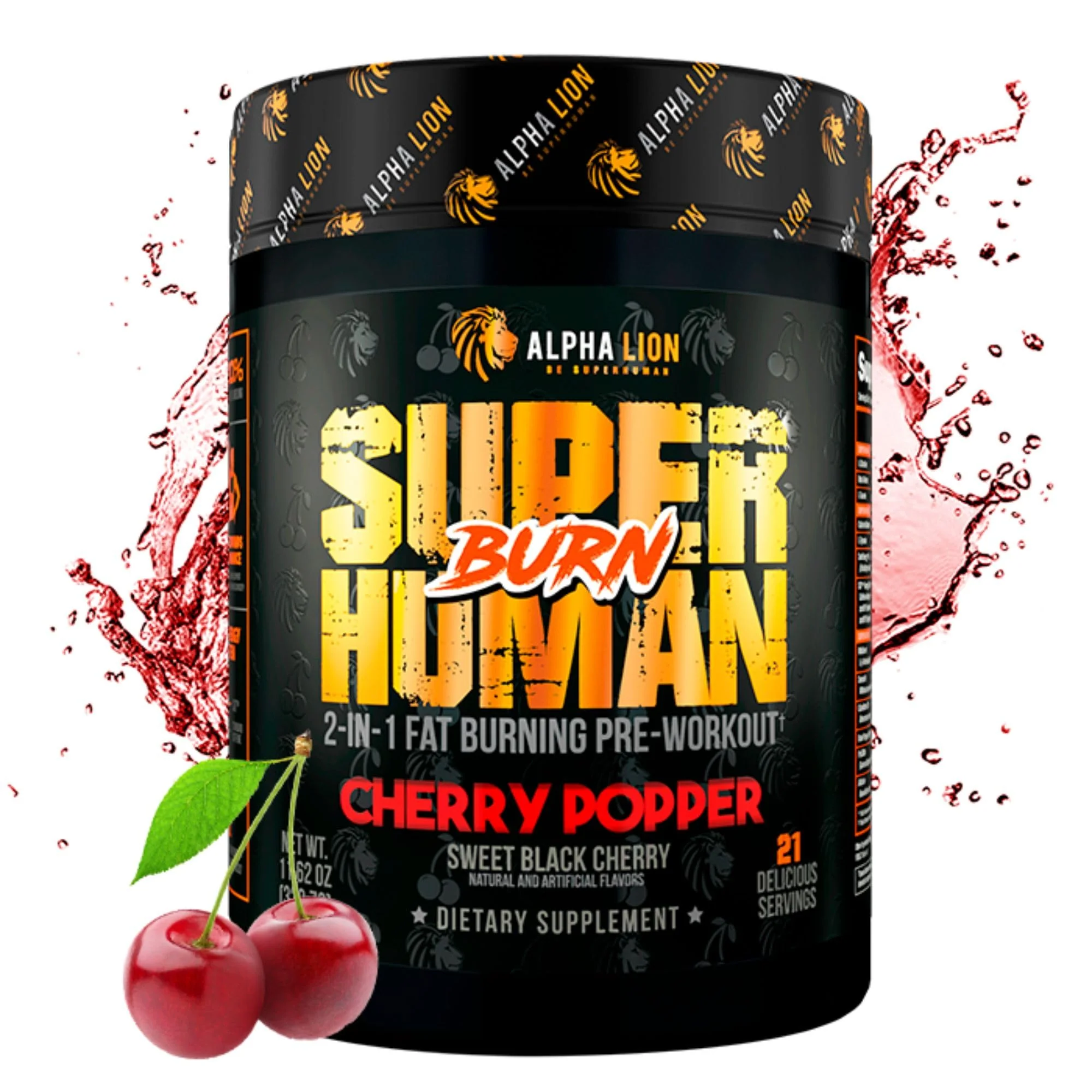 ALPHA LION Superhuman Burn – 2-in-1 Metabolism Booster Pre Workout & Thermogenic Fat Burner for Men | 21 Servings | Sweet Black Cherry - Image 10