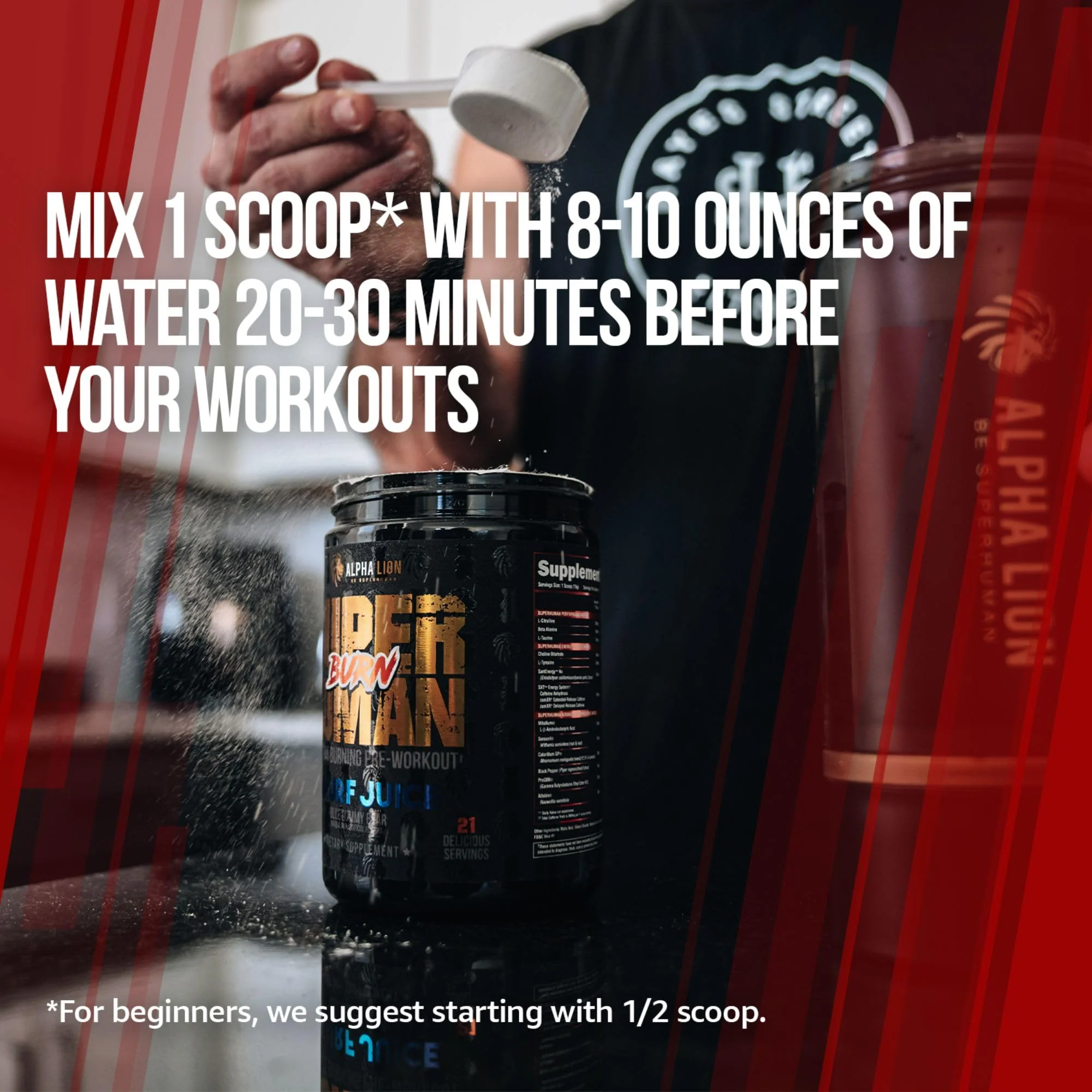 ALPHA LION Superhuman Burn – 2-in-1 Metabolism Booster Pre Workout & Thermogenic Fat Burner for Men | 21 Servings | Sweet Black Cherry - Image 16