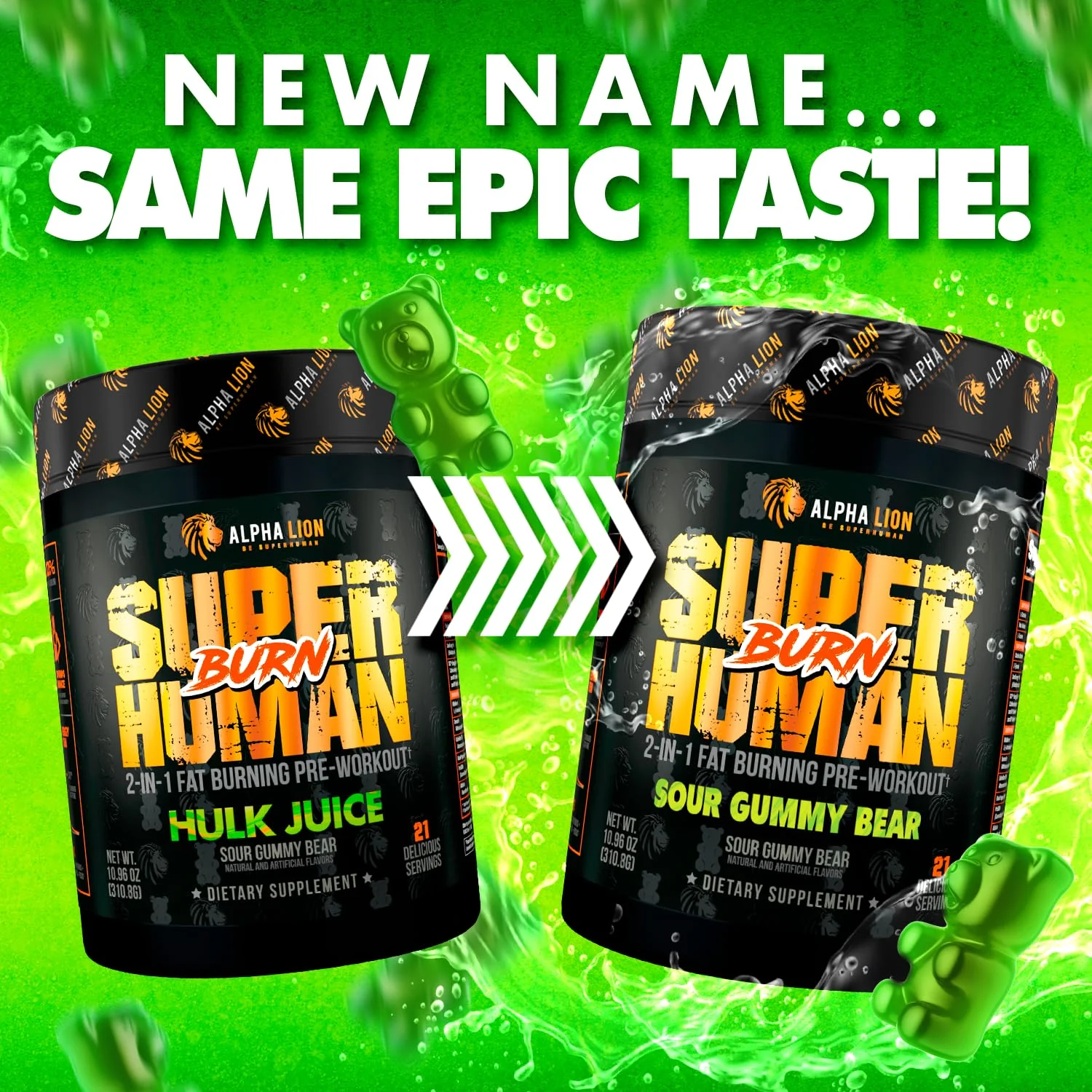 ALPHA LION Superhuman Burn – 2-in-1 Metabolism Booster Pre Workout & Thermogenic Fat Burner for Men – Sour Gummy Bear, 21 Servings - Image 15