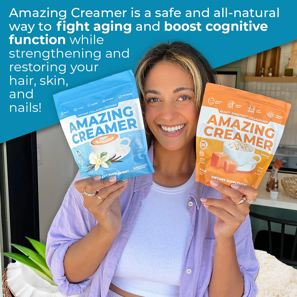 Amazing Creamer with Collagen - Keto MCT, Hyaluronic Acid, Vanilla | 30 Servings - Image 5