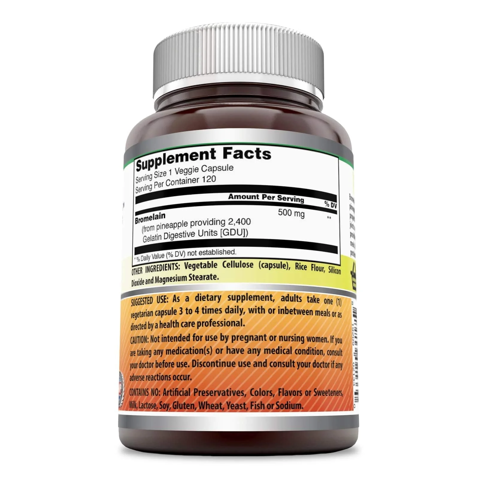 Amazing Formulas Bromelain Supplement – 500 mg (2400 GDU) – 3 Pack, 120 Veggie Capsules – Non-GMO, Gluten Free, Made in USA - Image 4
