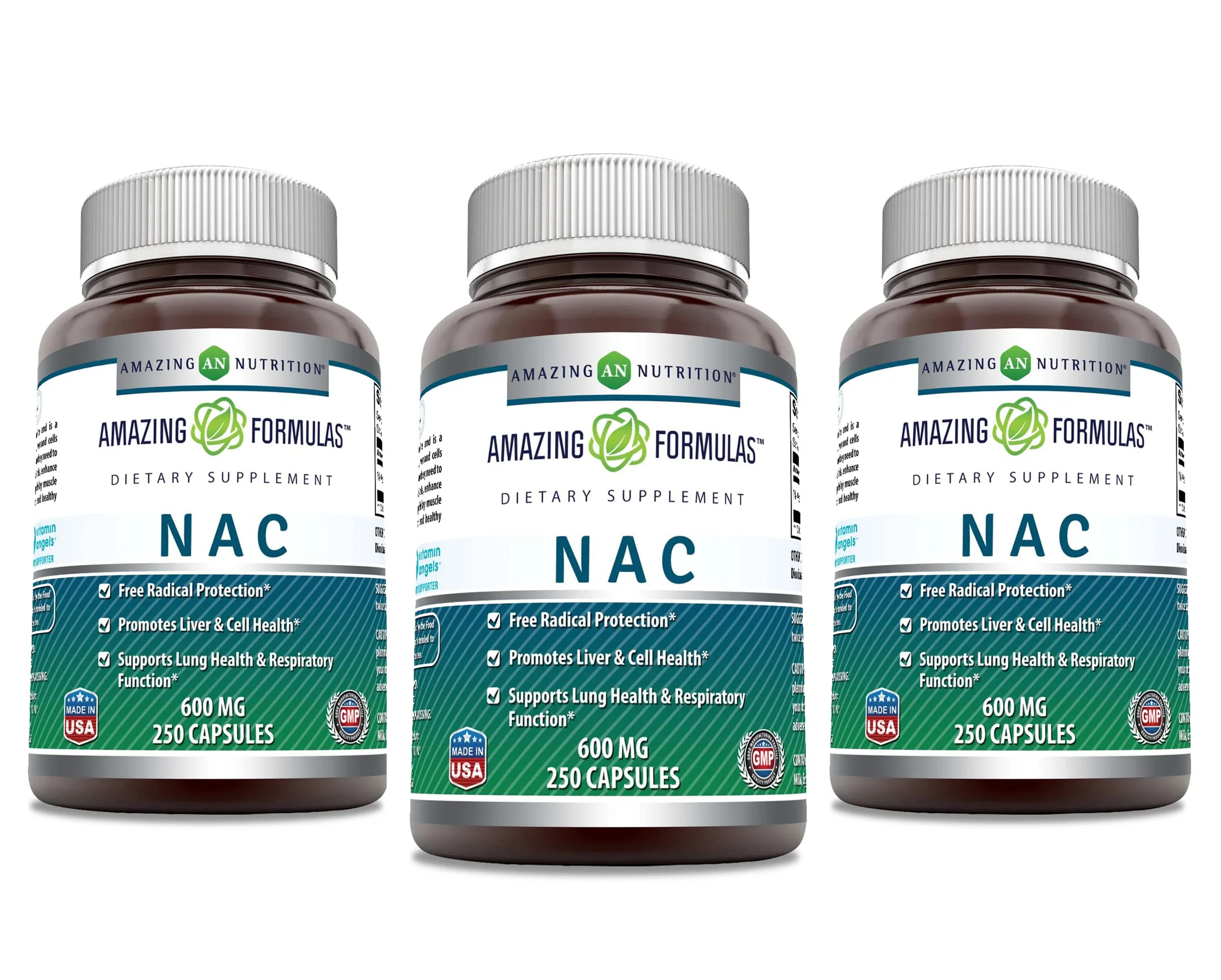 Amazing Formulas NAC 600 mg | N-Acetyl Cysteine Supplement | Non-GMO & Gluten Free | Made in USA (3 Pack, 250 Count)