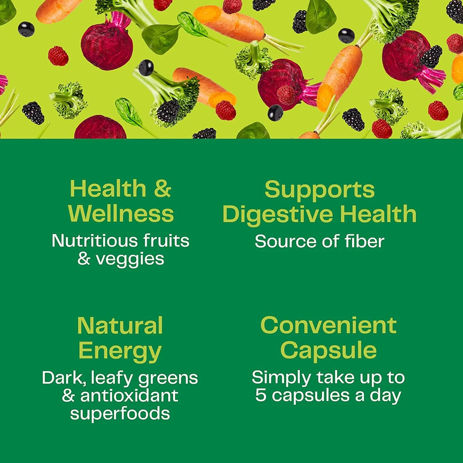 Amazing Grass Greens Blend Superfood Capsules – 150 Count, Organic Spirulina & Probiotics - Image 2