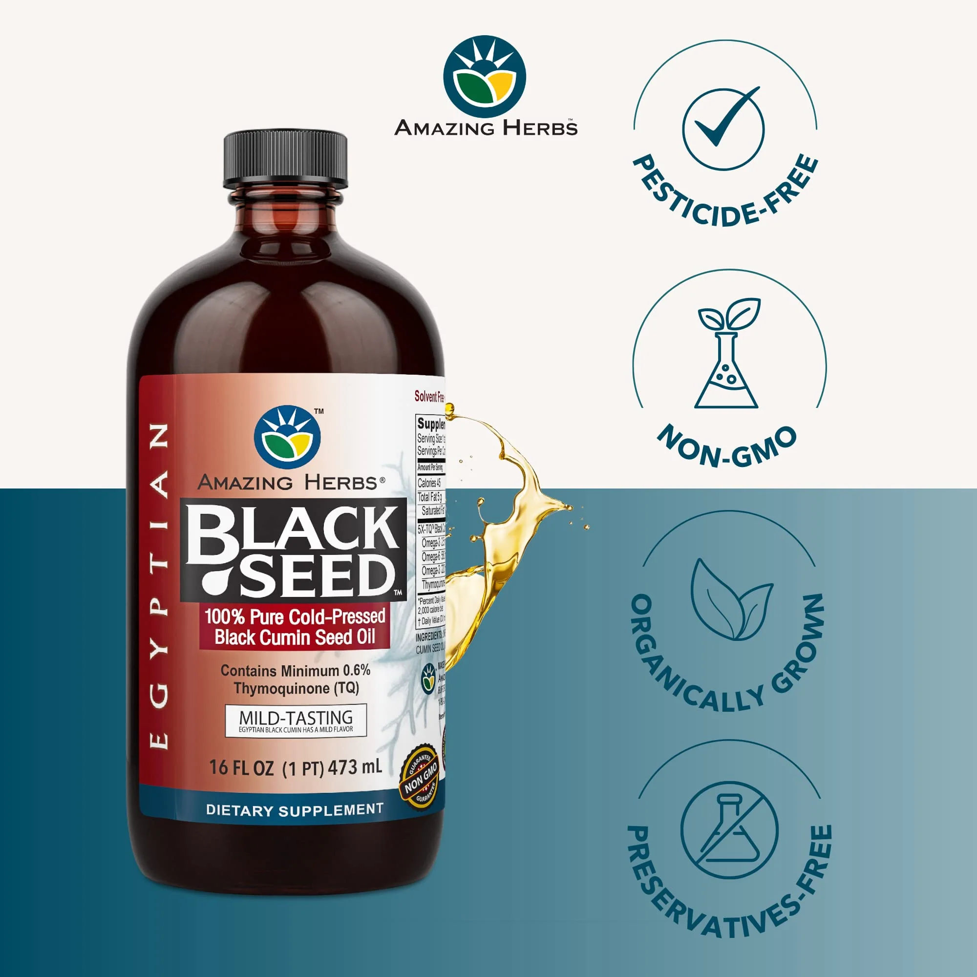 Amazing Herbs Egyptian Black Seed Oil - Gluten Free, Non-GMO, Cold-Pressed Nigella Sativa 16 oz - Image 10