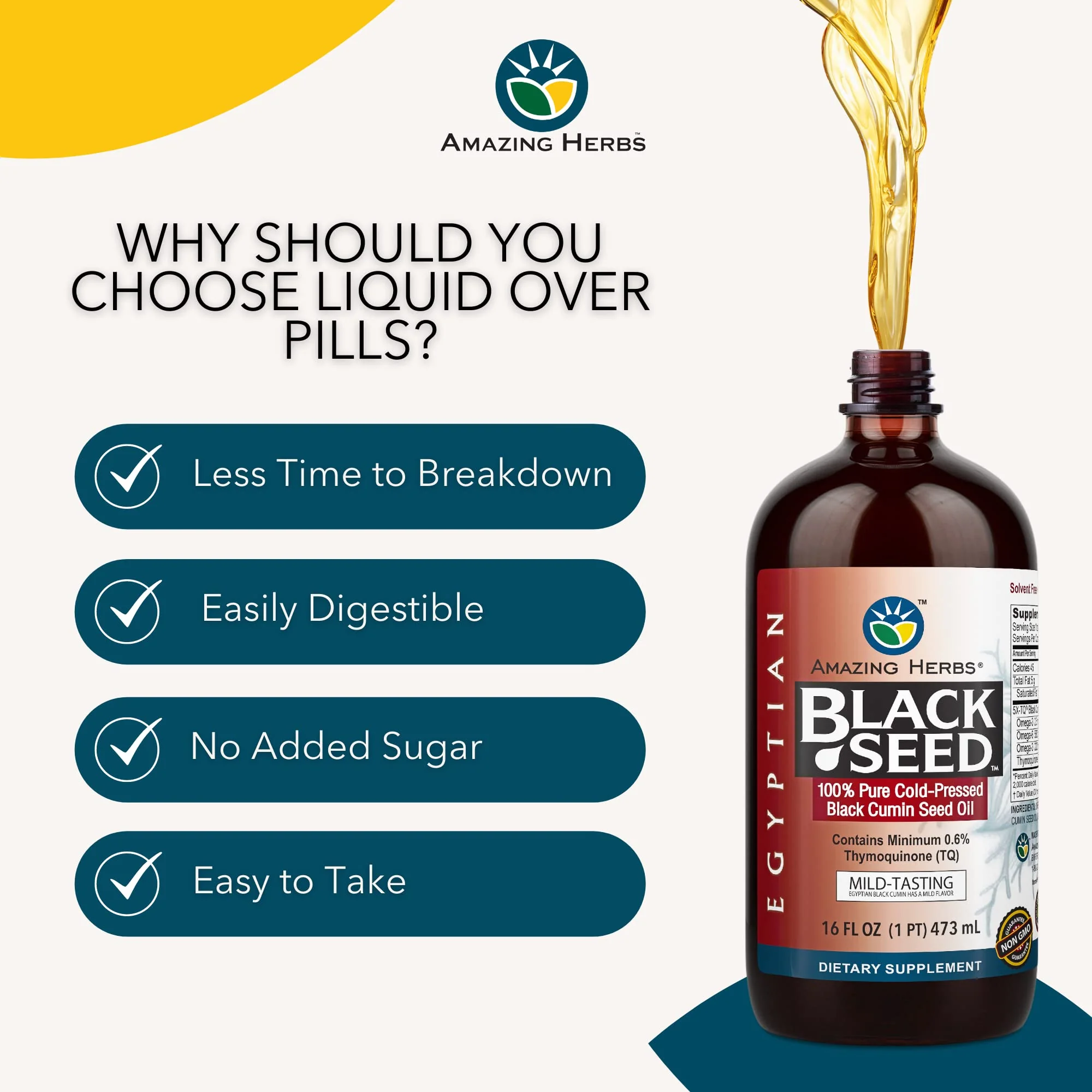 Amazing Herbs Egyptian Black Seed Oil - Gluten Free, Non-GMO, Cold-Pressed Nigella Sativa 16 oz - Image 12