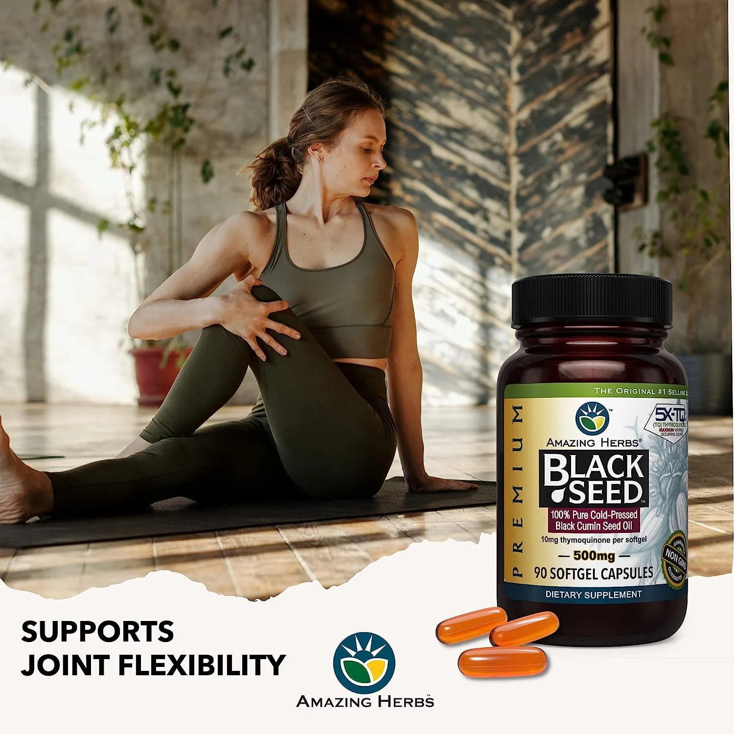 Amazing Herbs Premium Black Seed Oil Capsules – 90 Count x 2, 500mg, Gluten Free & Non-GMO - Image 6