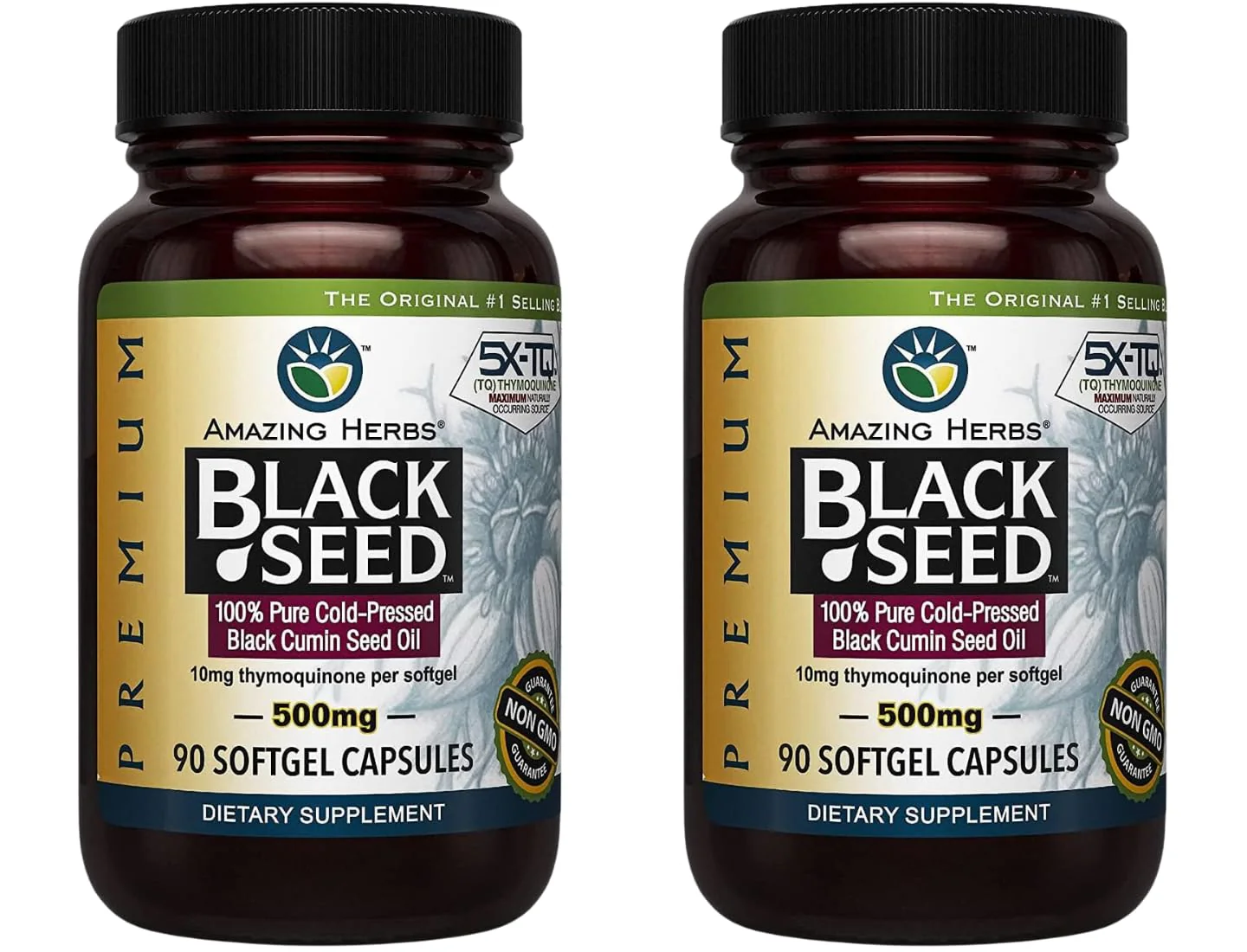 Amazing Herbs Premium Black Seed Oil Capsules – 90 Count x 2, 500mg, Gluten Free & Non-GMO - Image 7