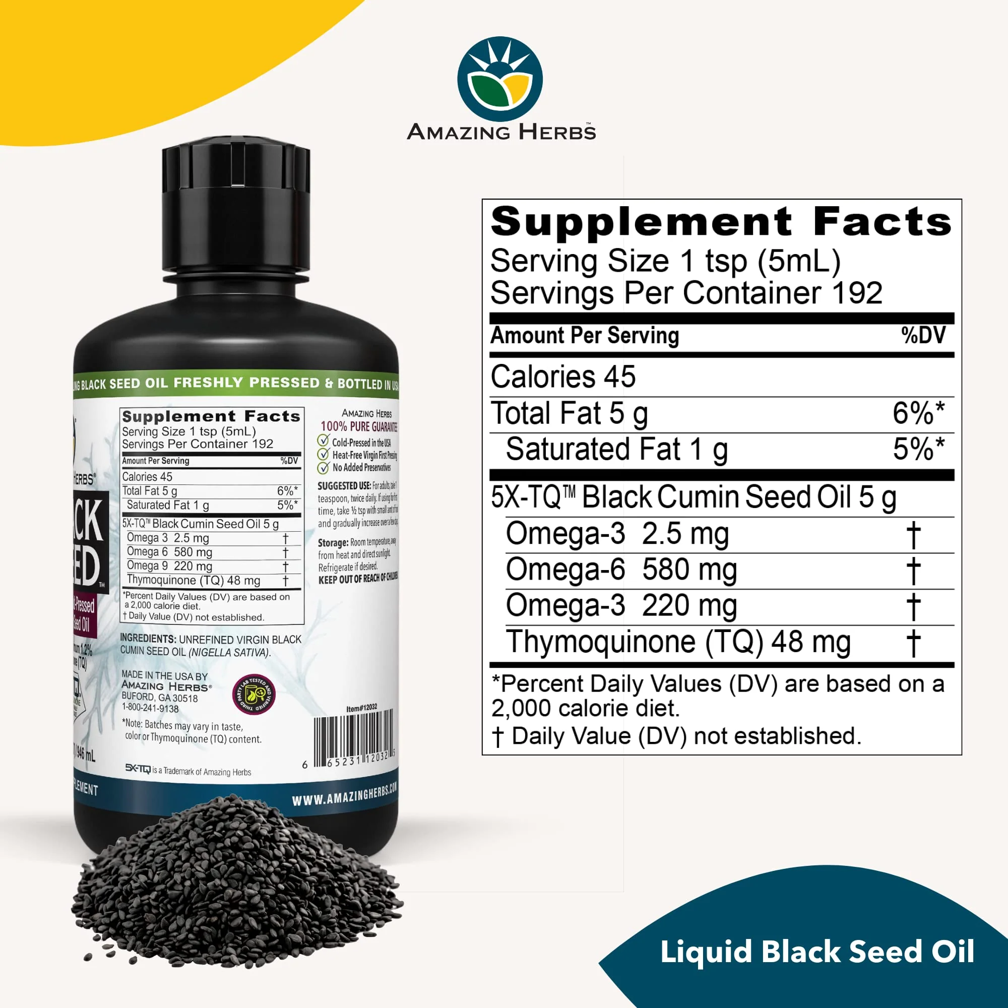 Amazing Herbs Premium Black Seed Oil – Cold-Pressed Nigella Sativa, 32 oz (Pack of 2) - Image 9