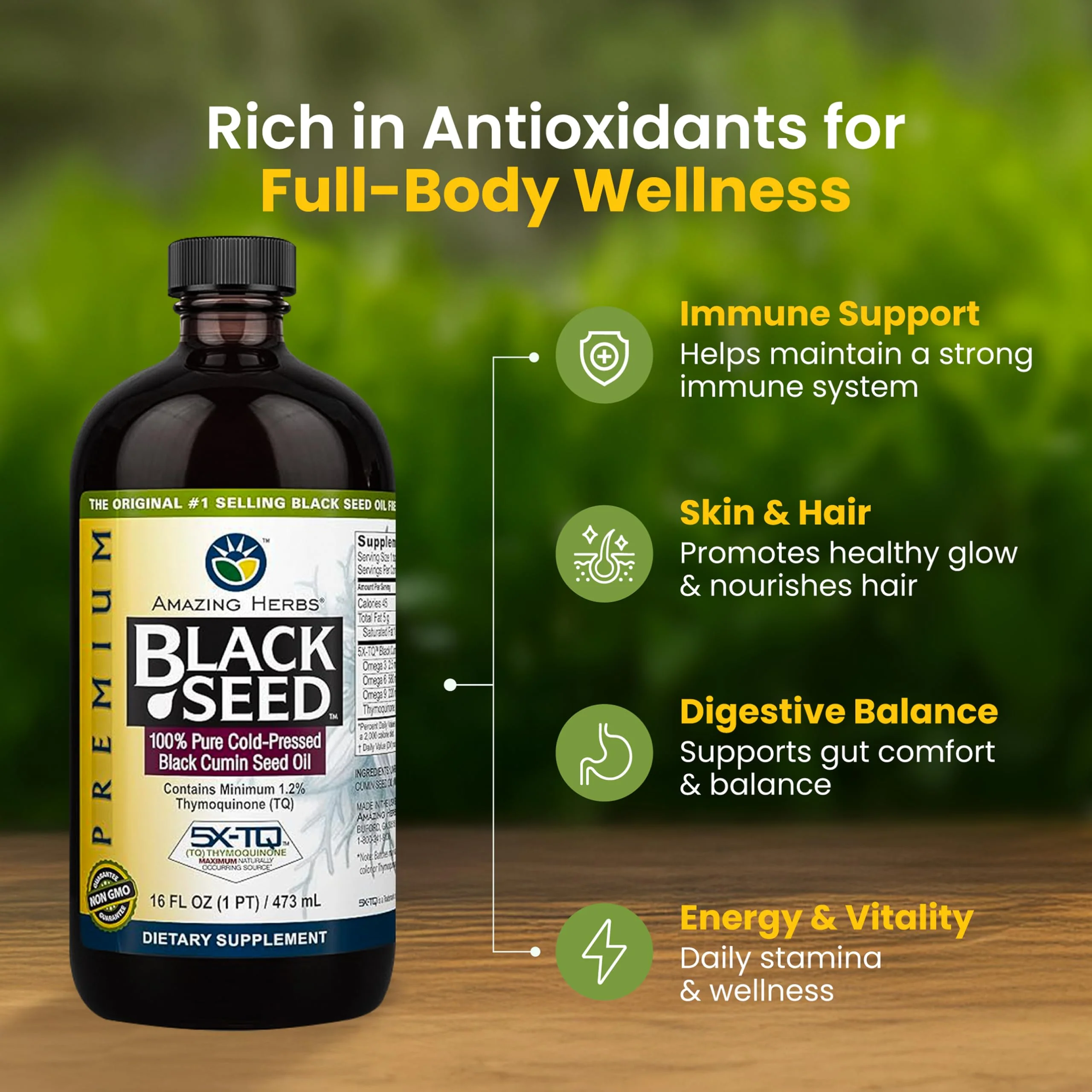 Amazing Herbs Premium Black Seed Oil - Cold Pressed Nigella Sativa, Gluten Free & Non-GMO - 32 fl oz (2 x 16 fl oz) - Image 5