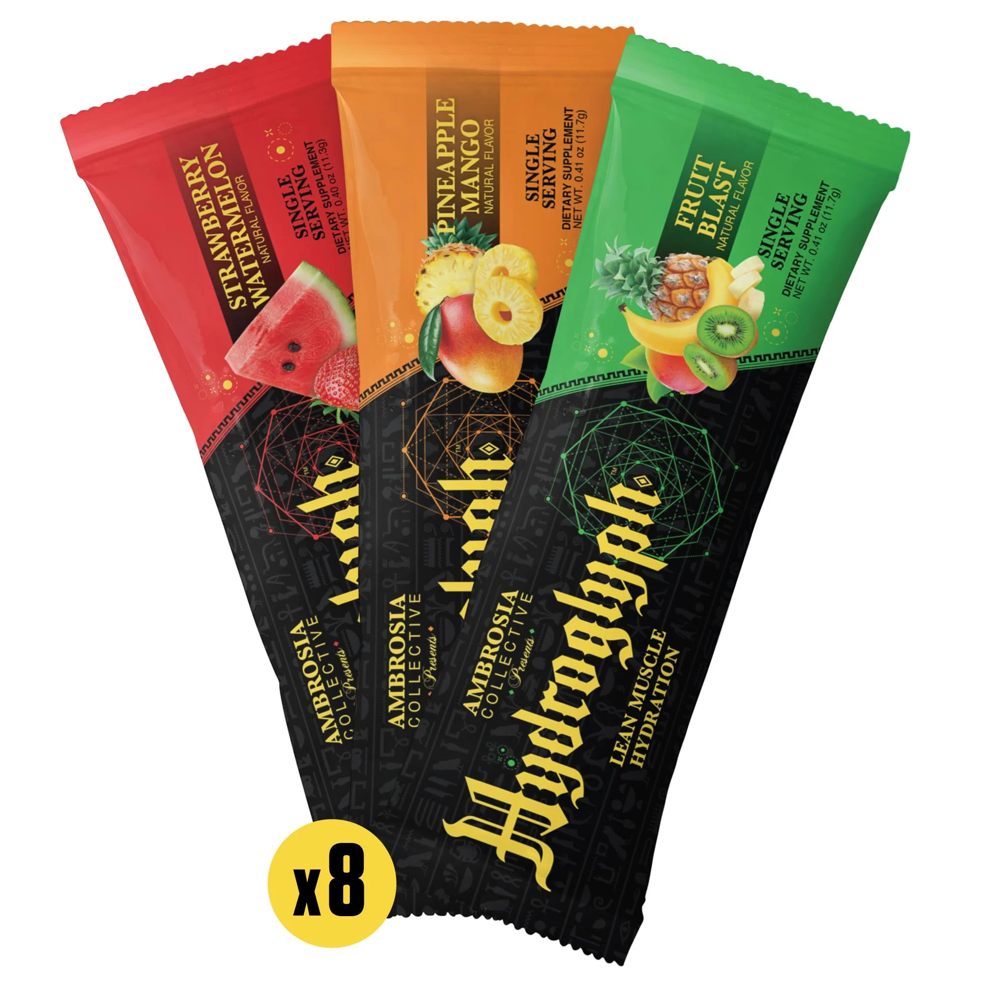 Ambrosia Hydroglyph Intraworkout Electrolytes | Sugar Free Hydration Powder with Amino Acids – 30 Servings Variety Pack - Image 6