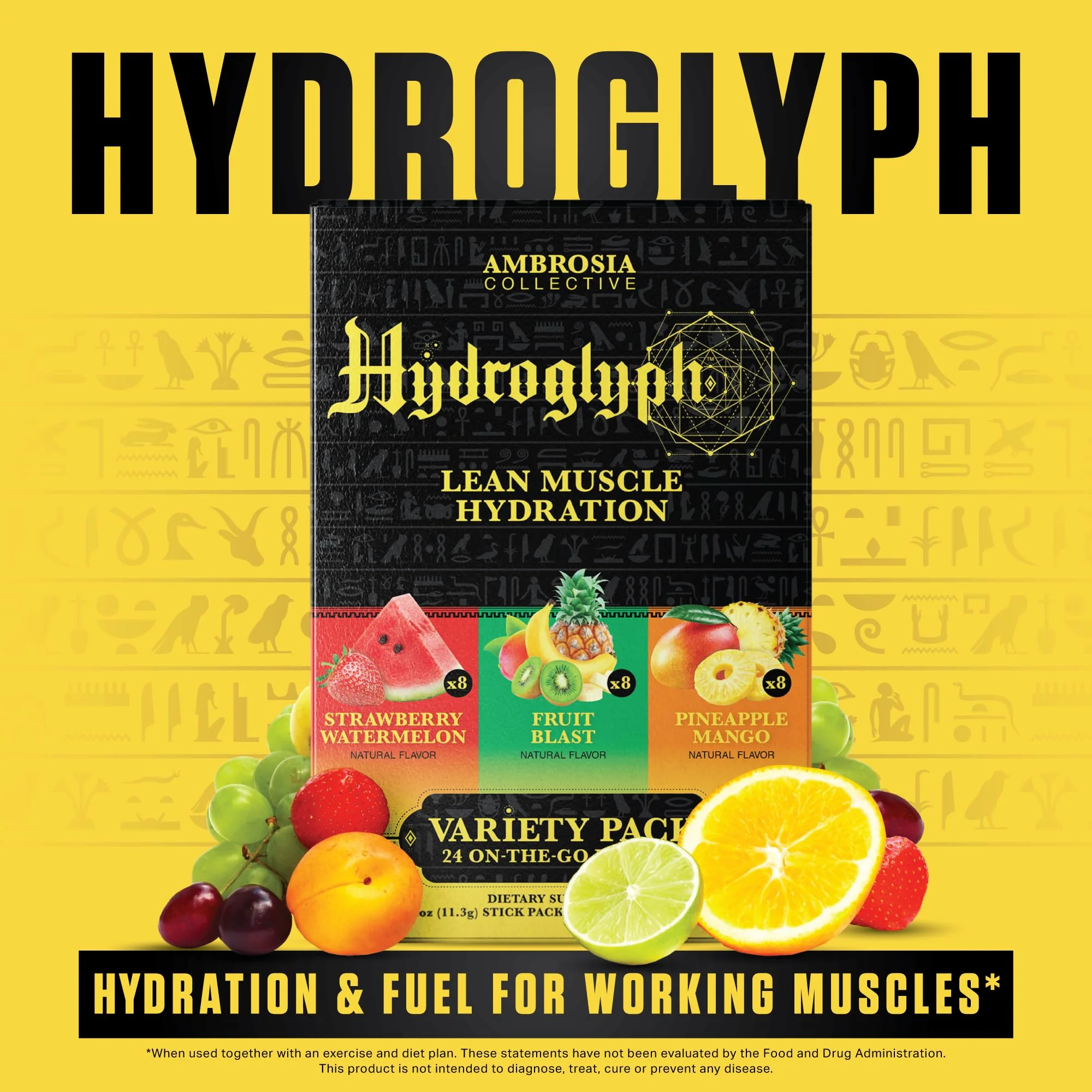 Ambrosia Hydroglyph Intraworkout Electrolytes | Sugar Free Hydration Powder with Amino Acids – 30 Servings Variety Pack - Image 7