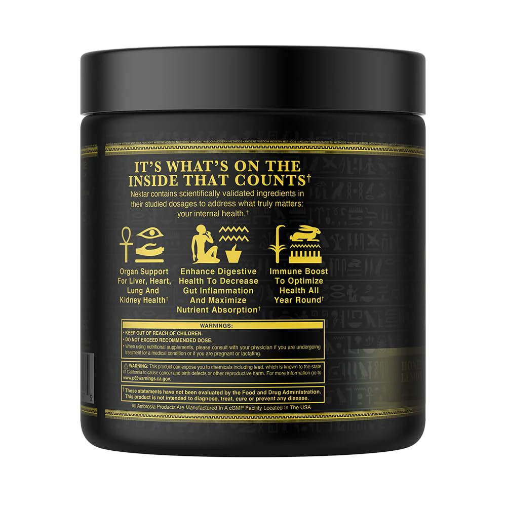 Ambrosia Nektar – Daily Organ Support Superfood Powder (13 Ingredients) | Honey Lemon | 30 Servings - Image 4