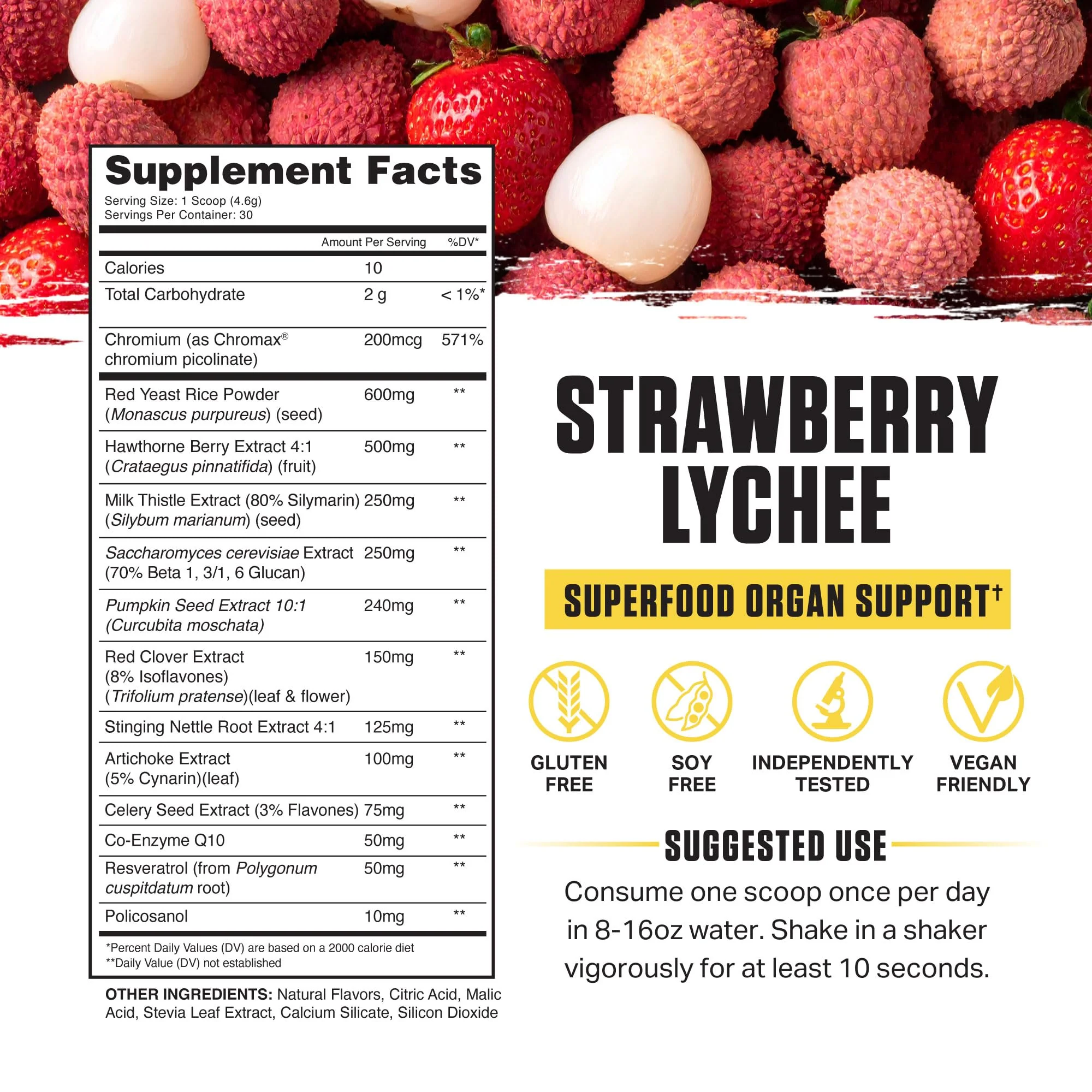 Ambrosia Nektar Superfood Powder - Daily Organ Support | 30 Servings | Strawberry Lychee - Image 6