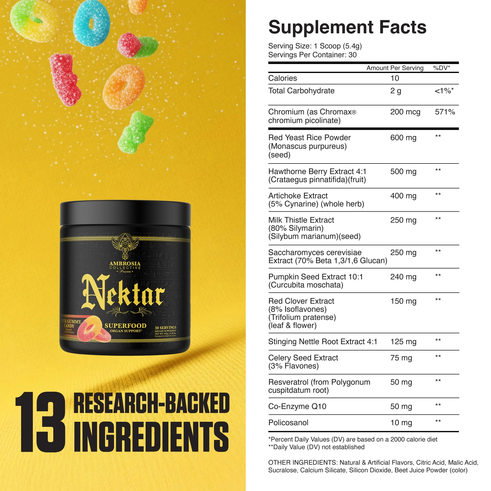 Ambrosia Nektar - Superfood Powder for Daily Organ Support | 30 Servings | Sour Gummy Candy - Image 11