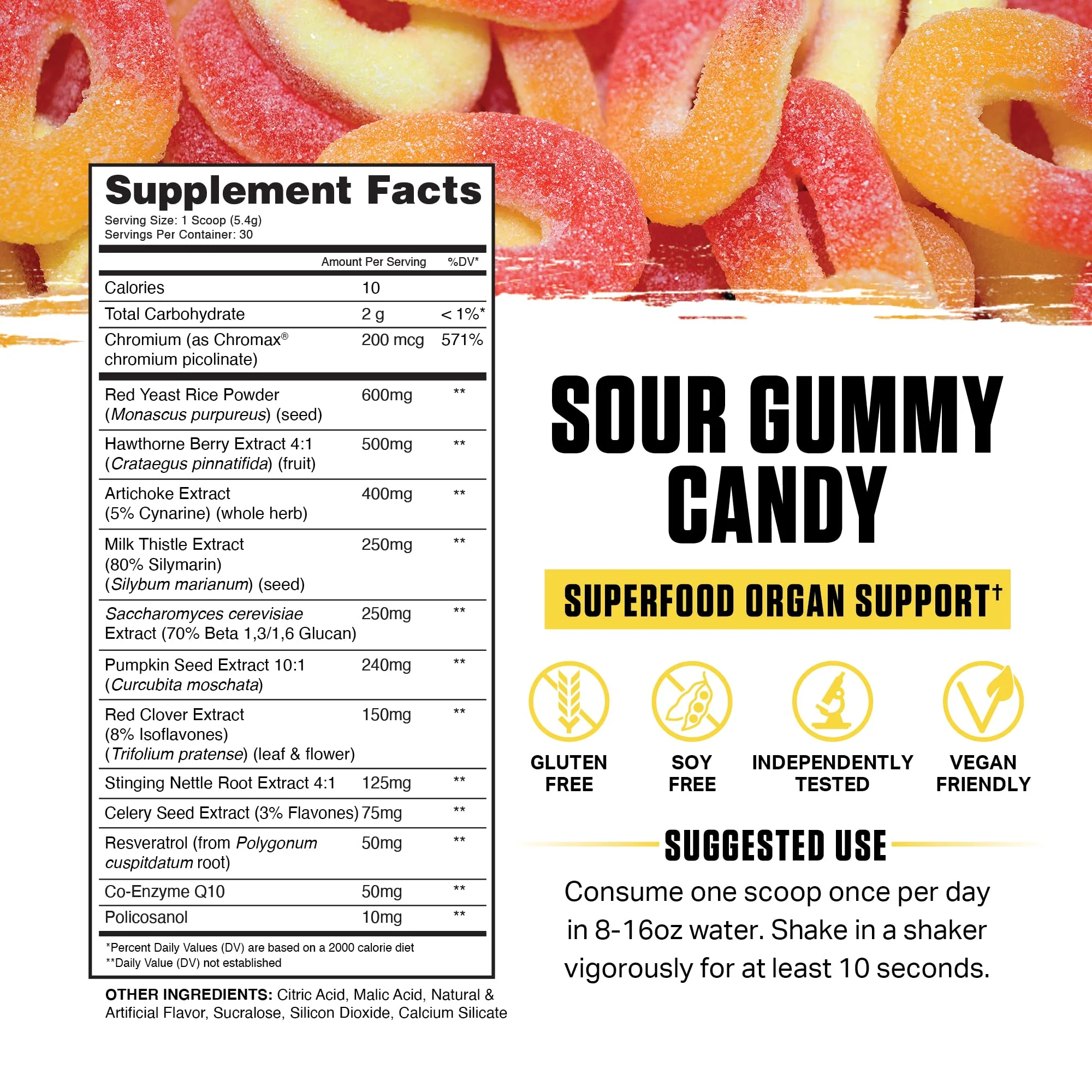 Ambrosia Nektar - Superfood Powder for Daily Organ Support | 30 Servings | Sour Gummy Candy - Image 2