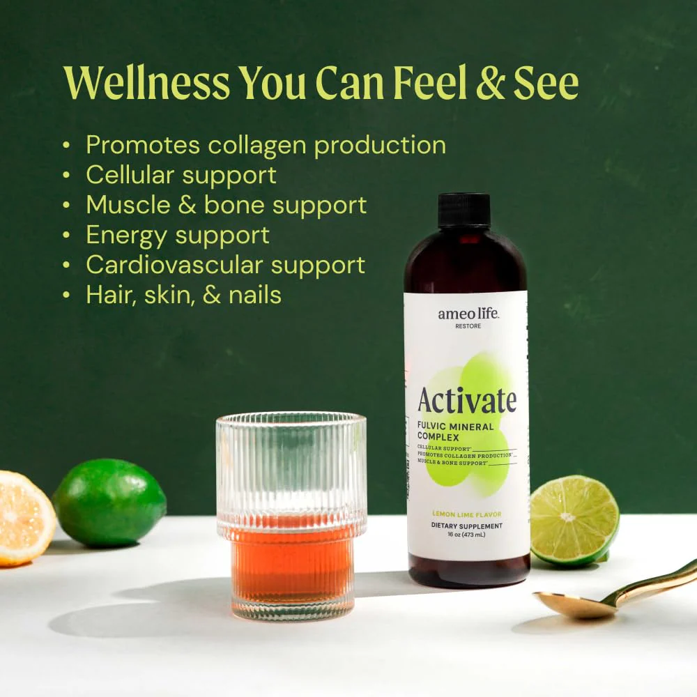 Ameo Life Fulvic Acid & Mineral Complex – Cellular Support, Detox, Skin Health | Vegan, Gluten-Free, Non-GMO | Made in USA | 16 OZ - Image 2