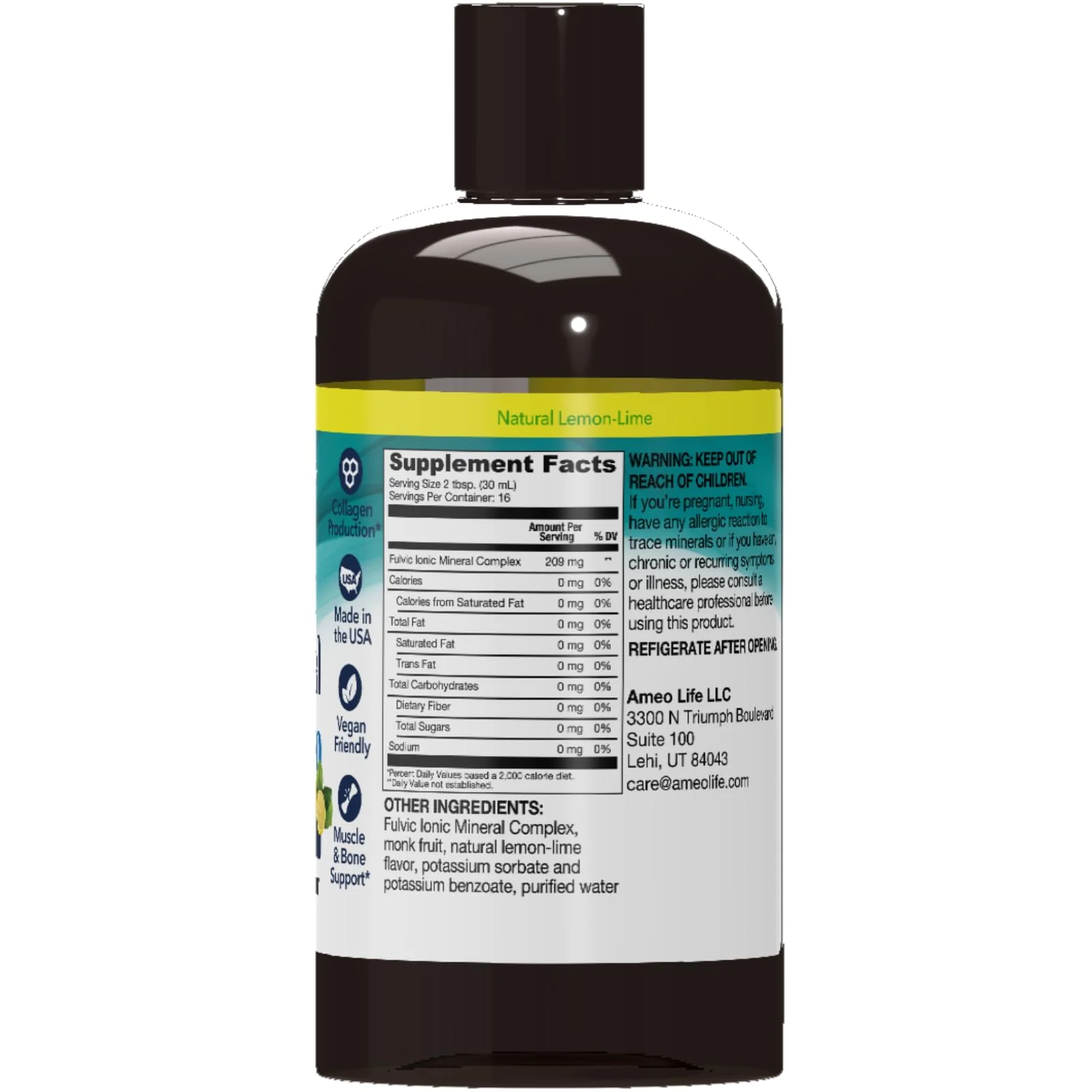 Ameo Life Fulvic Acid & Mineral Complex – Cellular Support, Detox, Skin Health | Vegan, Gluten-Free, Non-GMO | Made in USA | 16 OZ - Image 8