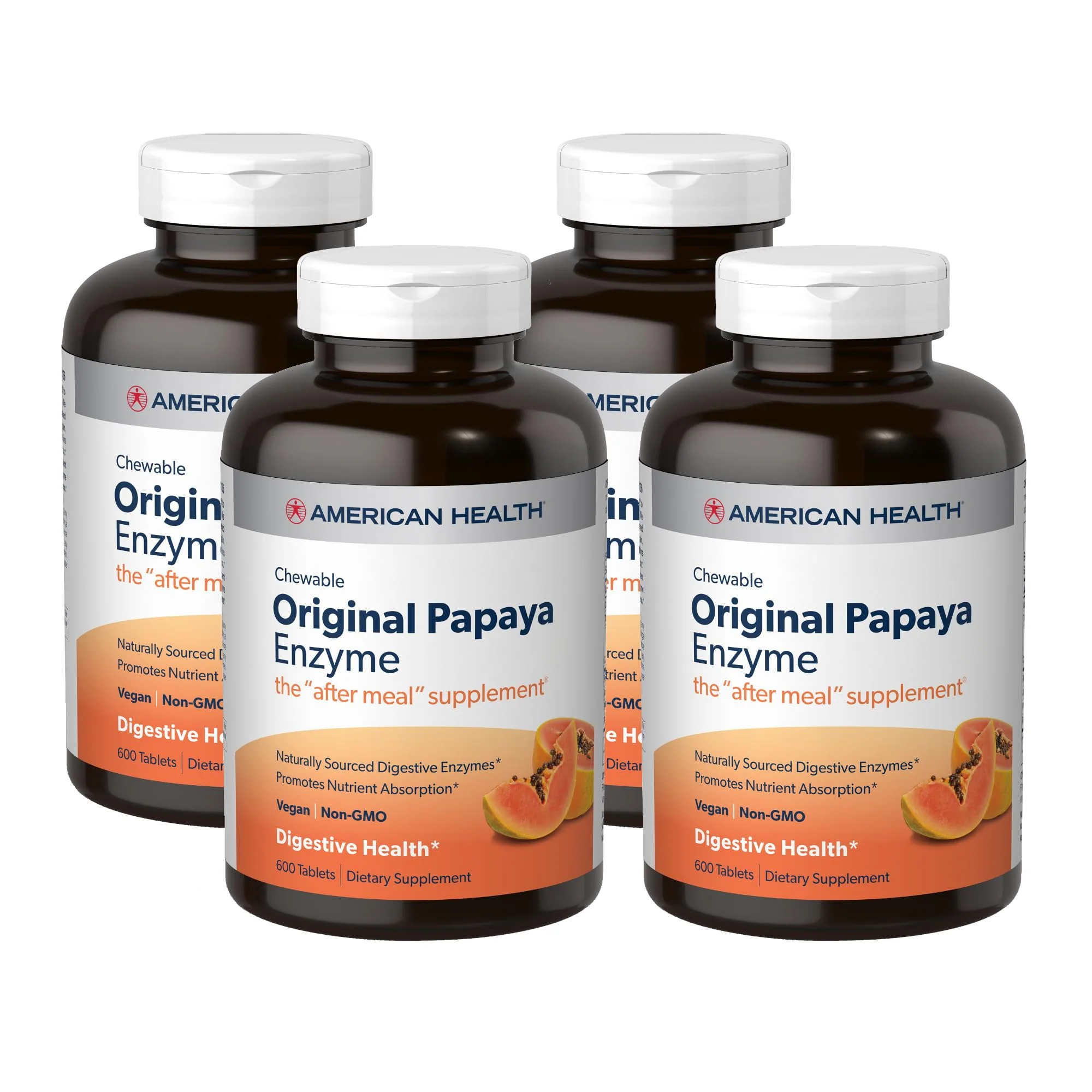 American Health Original Papaya Enzyme - 600 Chewable Tablets, Pack of 4 - After-Meal Digestive Support, Non-GMO, Vegan, 800 Total Servings - Image 5