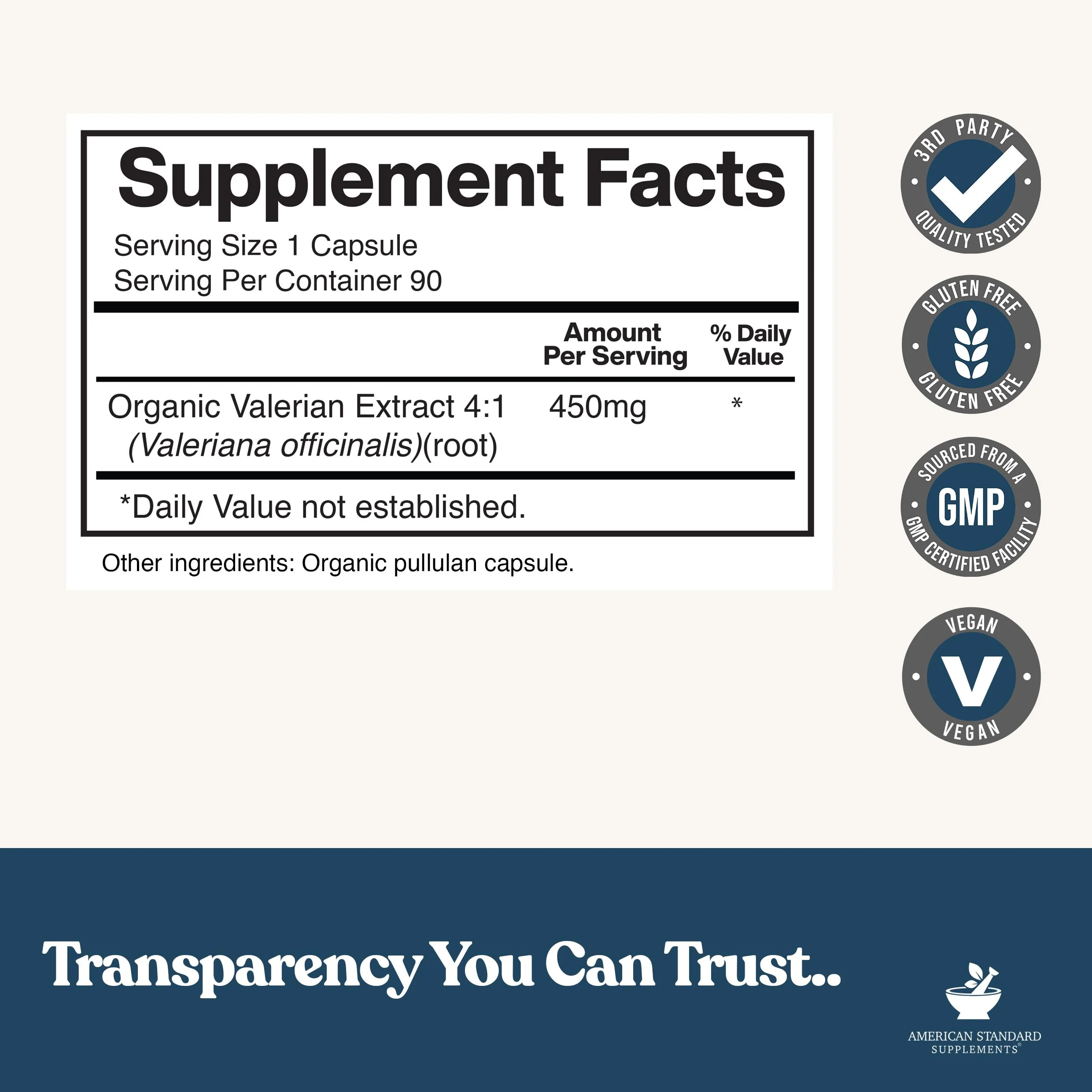 American Standard Organic Valerian – 90 Capsules, Pack of 2 | Vegan, Gluten Free, Non-GMO - Image 3