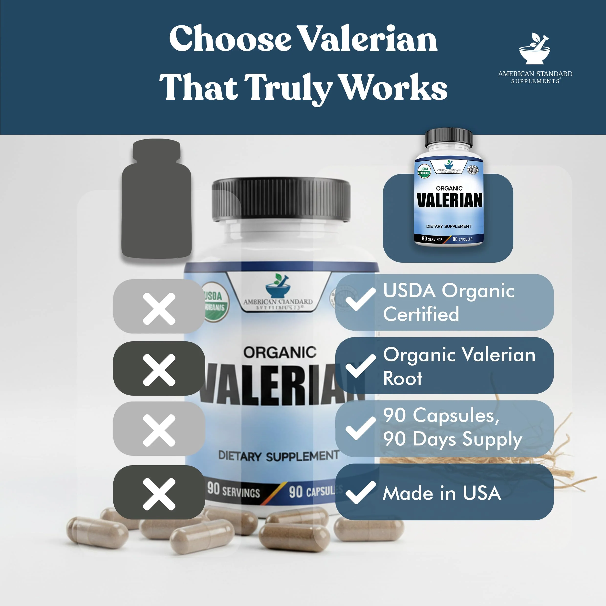 American Standard Organic Valerian – 90 Capsules, Pack of 2 | Vegan, Gluten Free, Non-GMO - Image 5