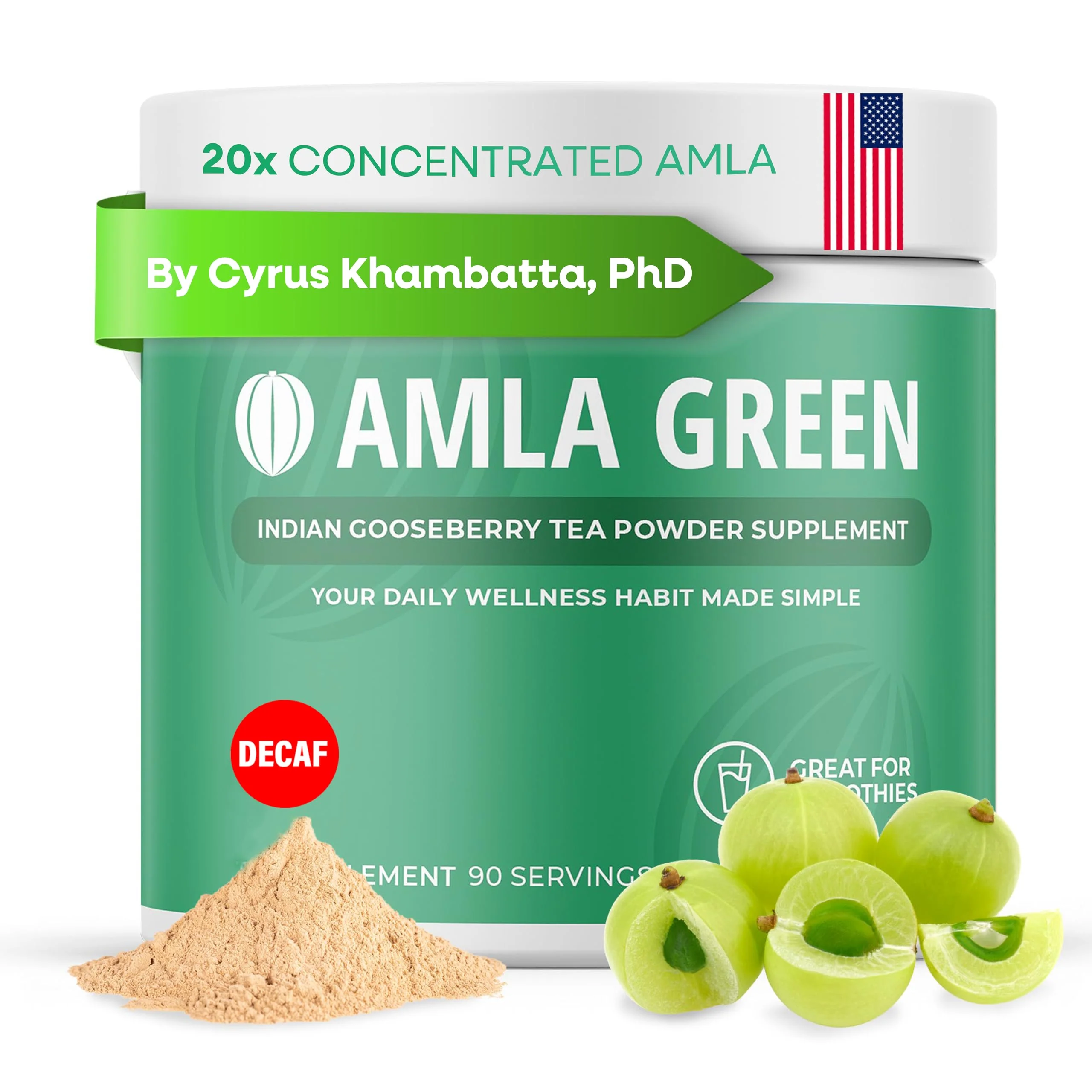 Amla Green: 20x Concentrated Amla Powder + Decaf Green Tea | Organic, Vegan, 90 Servings - Image 10