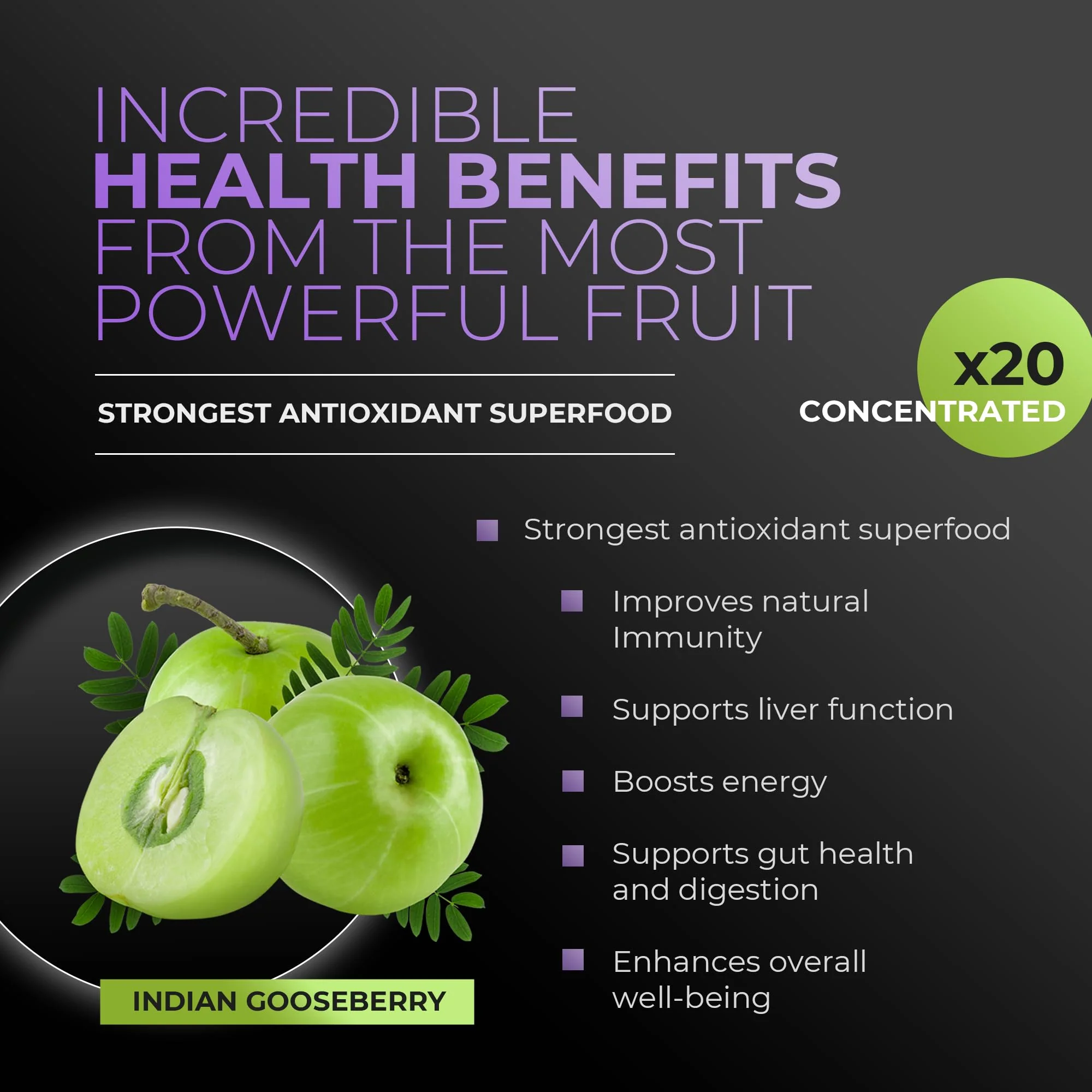 Amla Green 20x Concentrated Amla Powder with Elderberry – Immune Support Superfood, Ginger, Cinnamon & Peppermint, 90 Servings - Image 3