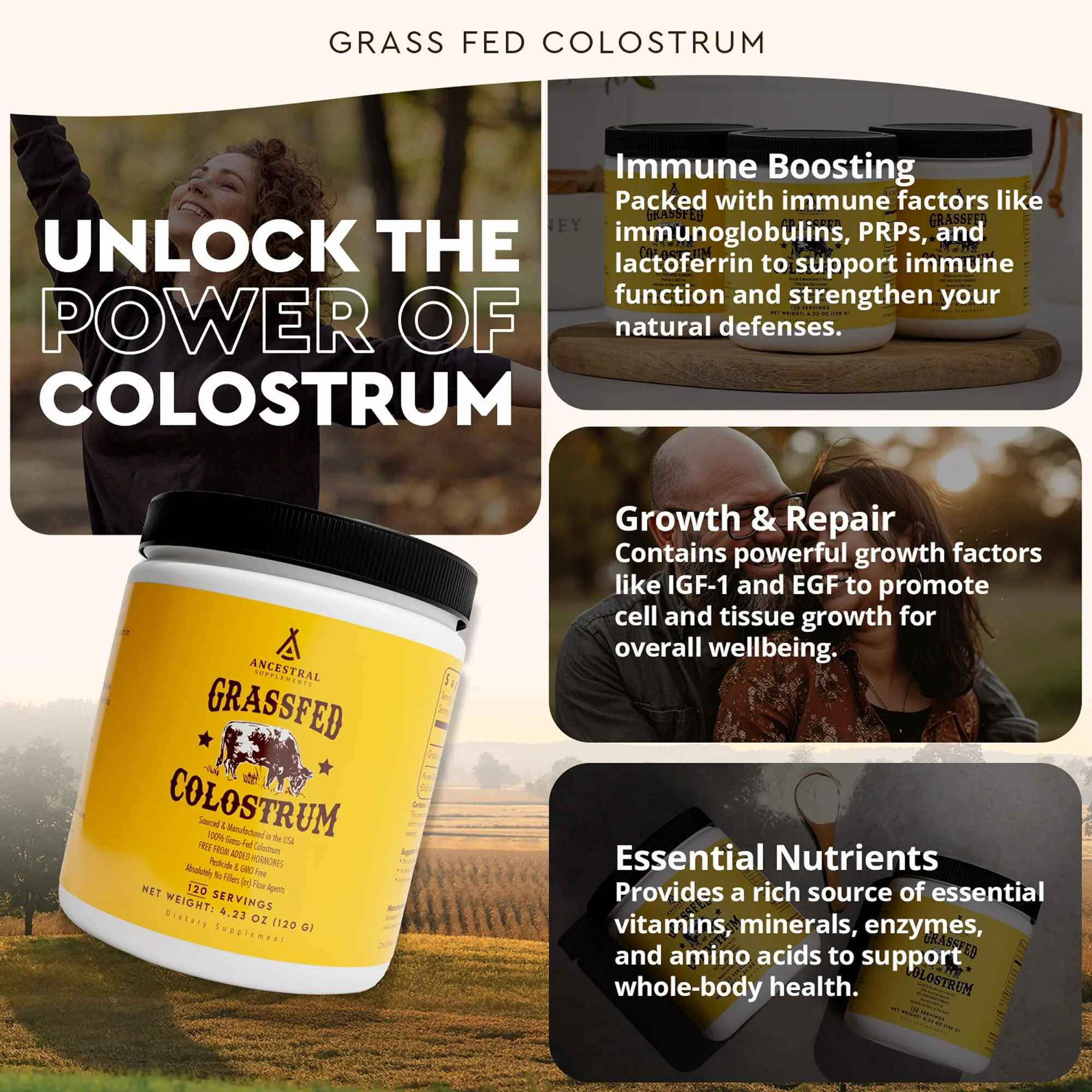 Ancestral Supplements Bovine Colostrum Powder – Grass-Fed, Freeze-Dried, Gut Health & Immune Support, 120 Servings - Image 11
