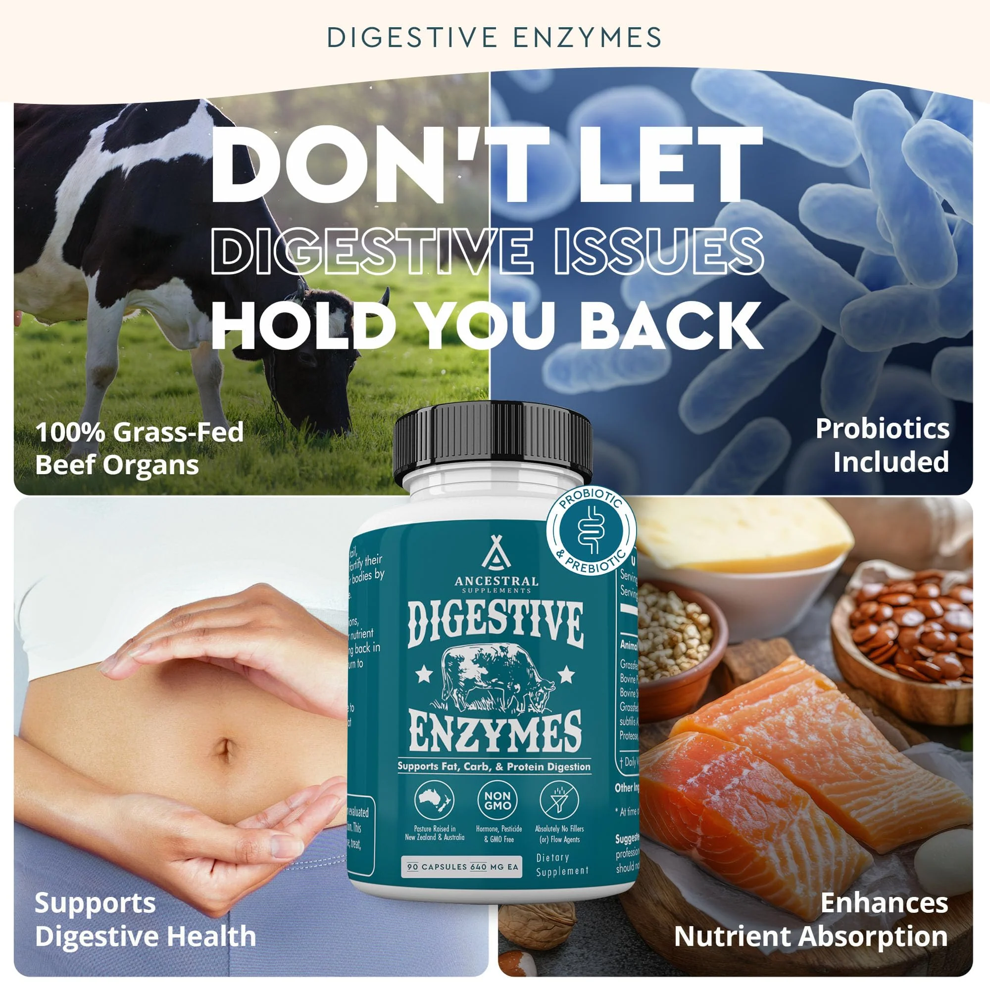 Ancestral Supplements Digestive Enzymes for Women & Men – Probiotics & Grass-Fed Organs, 90 Capsules - Image 10