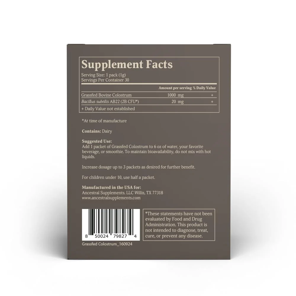 Ancestral Supplements Grass-Fed Beef Bovine Colostrum Powder Packets – Immune Support, Gut Health, 30 Sticks - Image 3