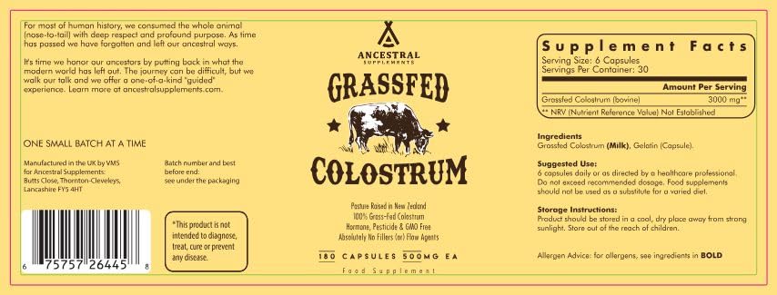 Ancestral Supplements Grass Fed Beef Colostrum Supplement – 3000 mg, 180 Capsules | Immune & Gut Health Support - Image 7