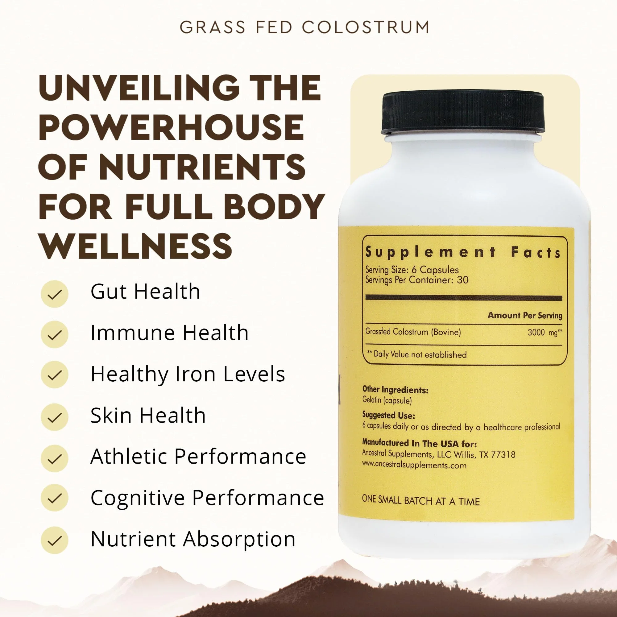 Ancestral Supplements Grass Fed Beef Colostrum Supplement – 3000 mg, 180 Capsules | Immune & Gut Health Support - Image 9