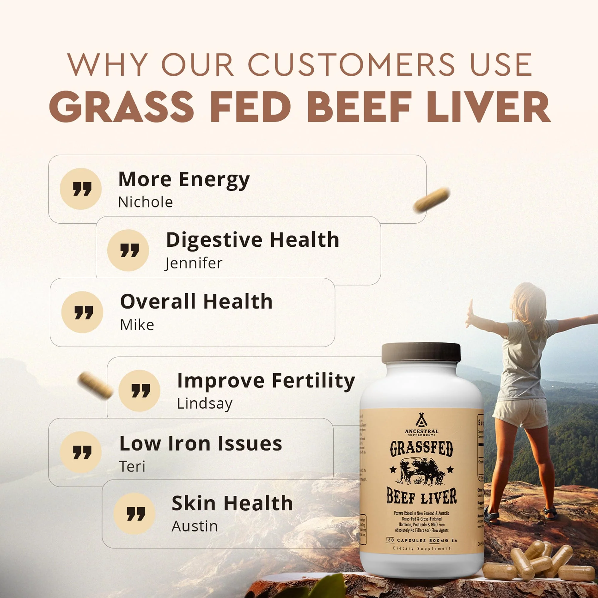 Ancestral Supplements Grass Fed Beef Liver 180 Capsules | Energy, Detox, Digestion, Immunity - Image 6