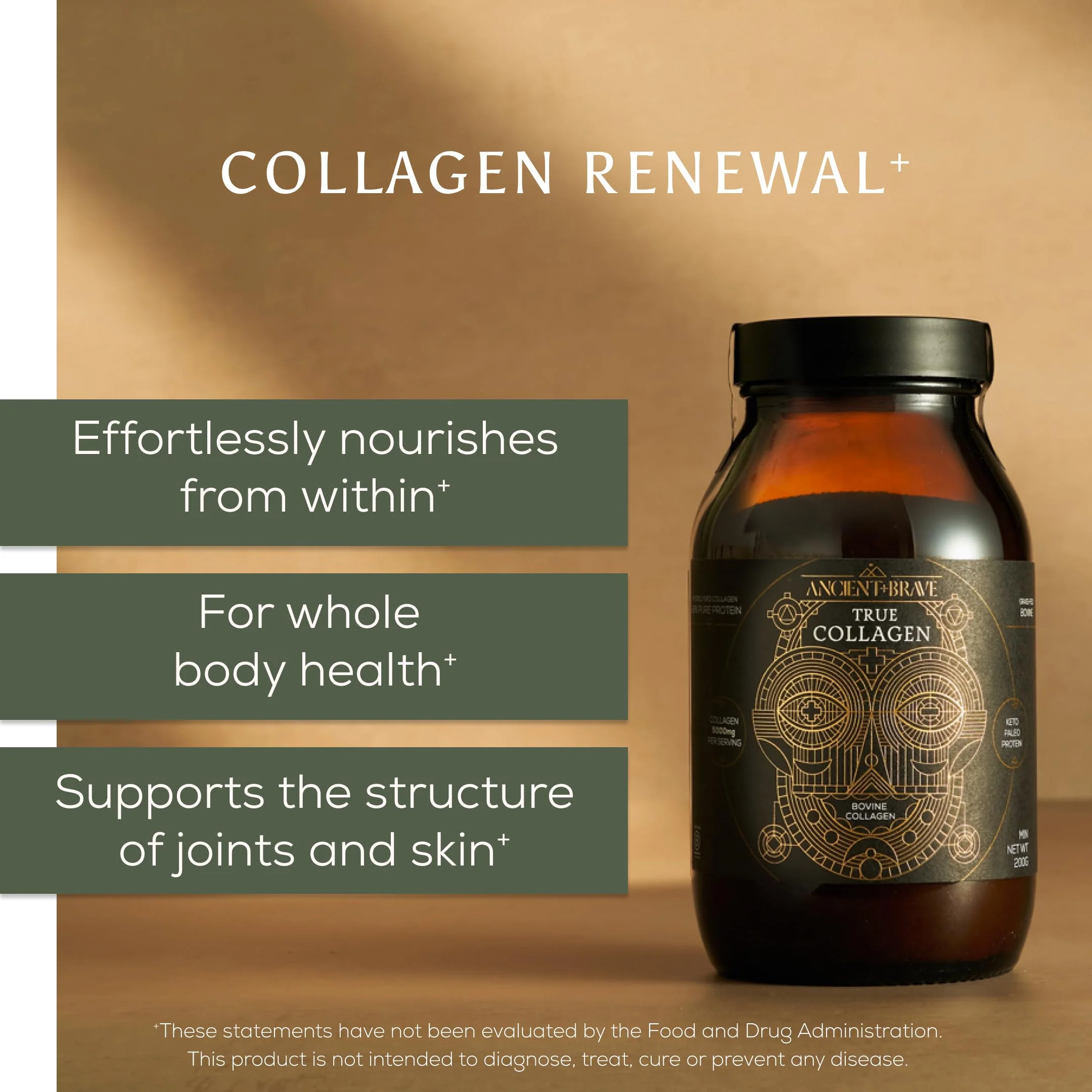 Ancient + Brave True Collagen Powder 7.05oz – EU Grass-Fed Collagen Peptides for Women - Image 3